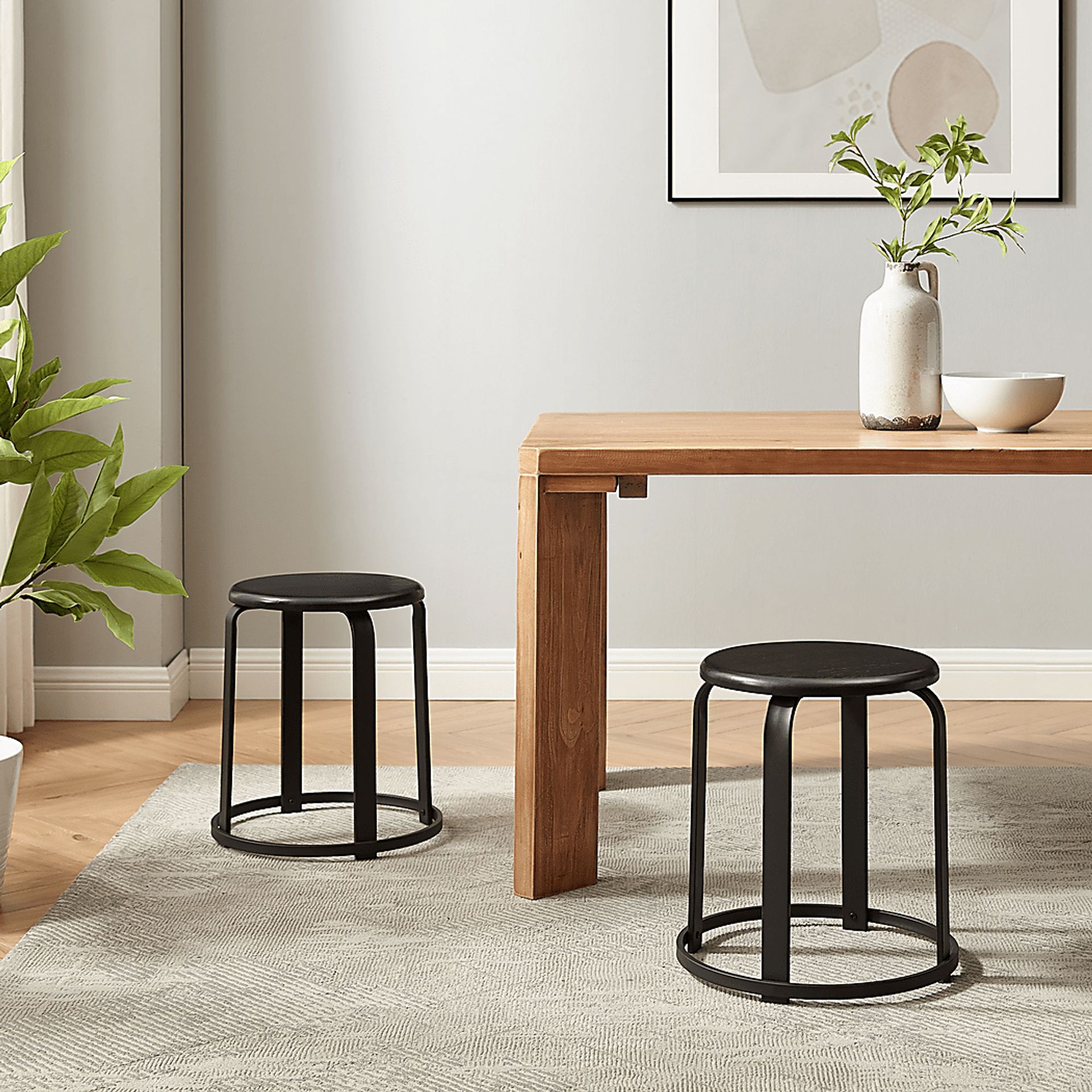 Westray Black Dining Stool, Set of 2 - Image 3