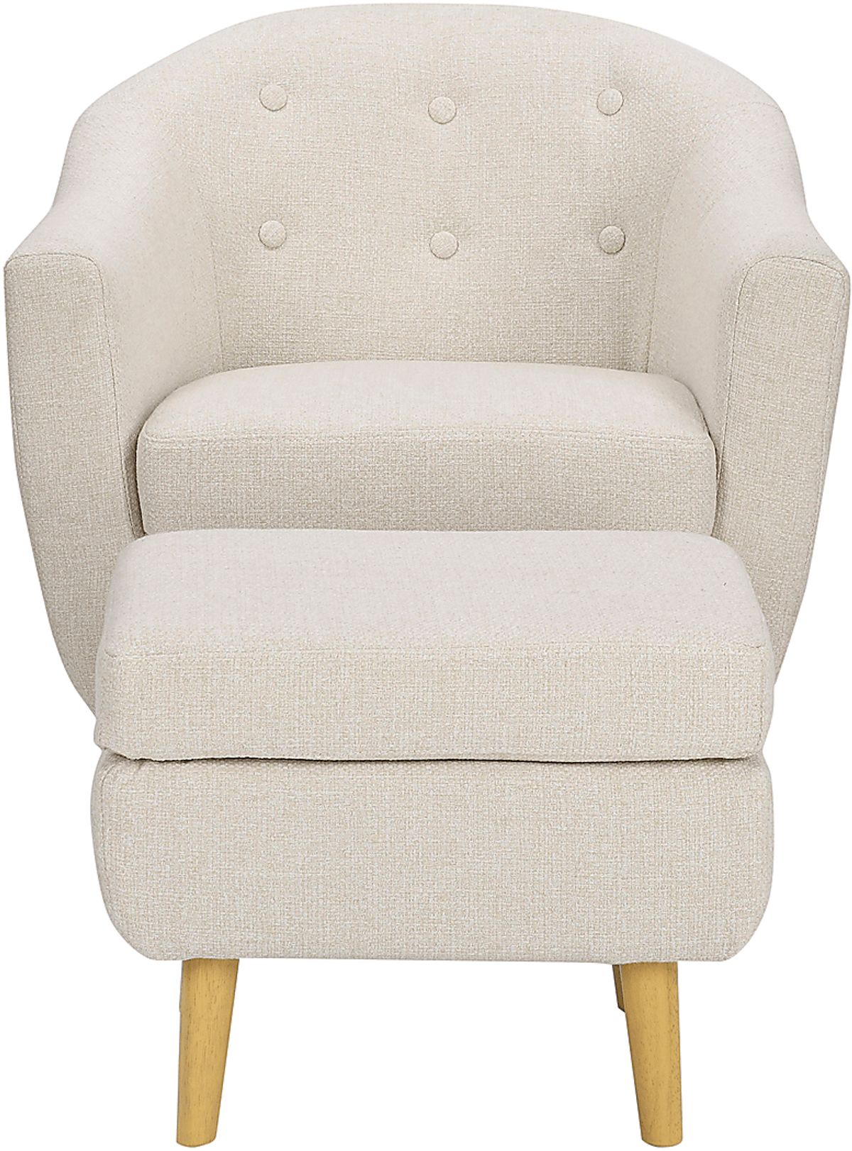 Westrivers Cream Beige Polyester Fabric Accent Chair And Ottoman