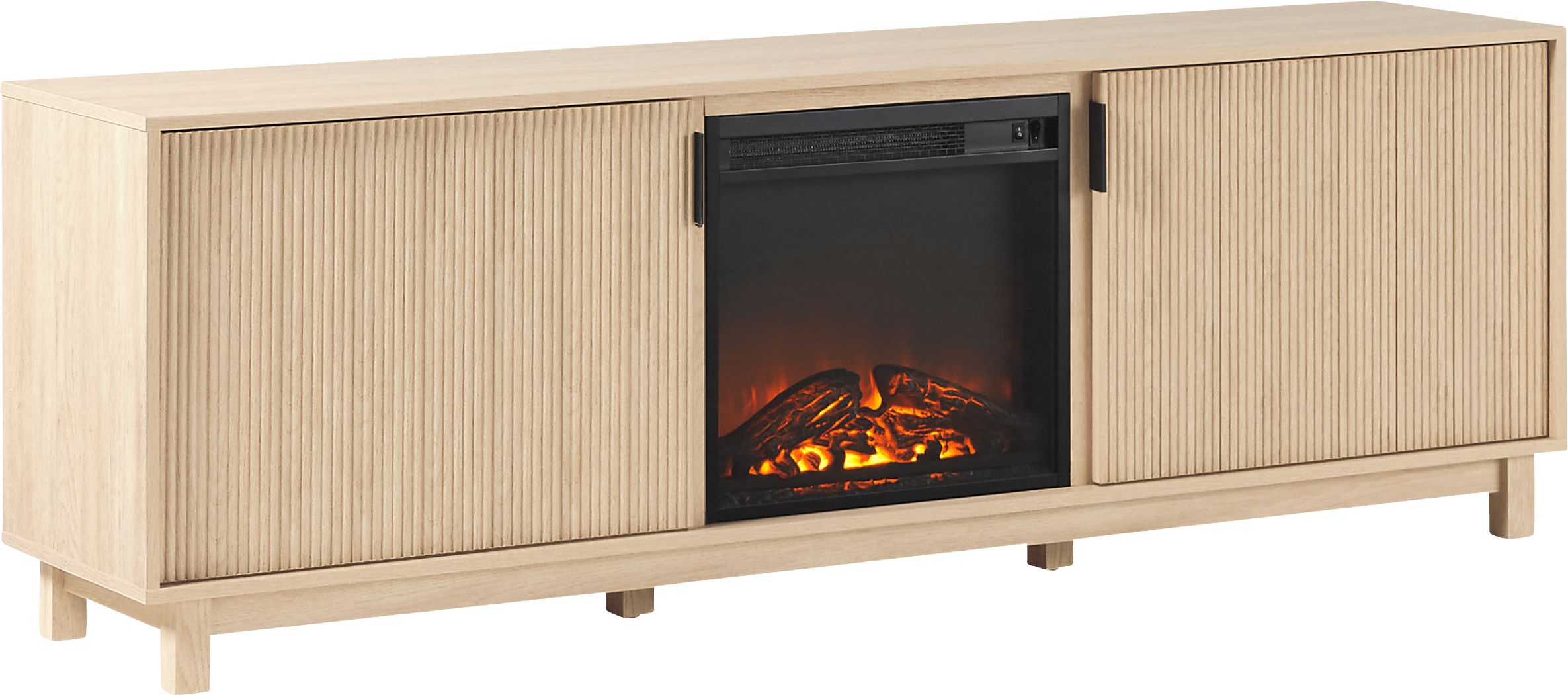 Westsams Natural 70 in. Console, With Electric Fireplace