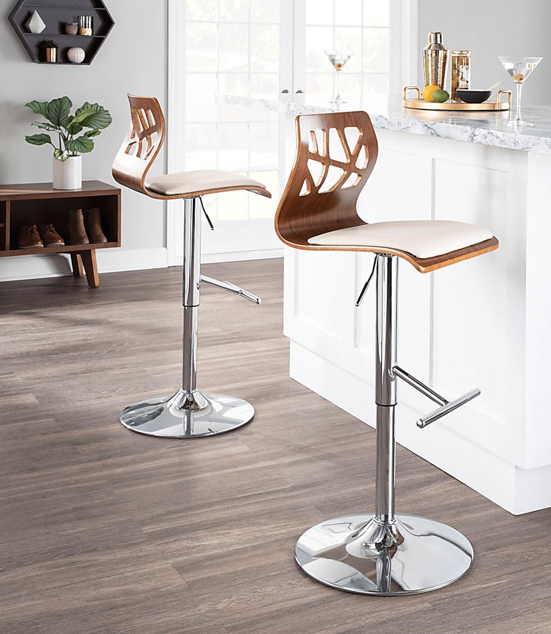 Westwise Cream Adjustable Swivel Barstool, Set of 3 - Image 2