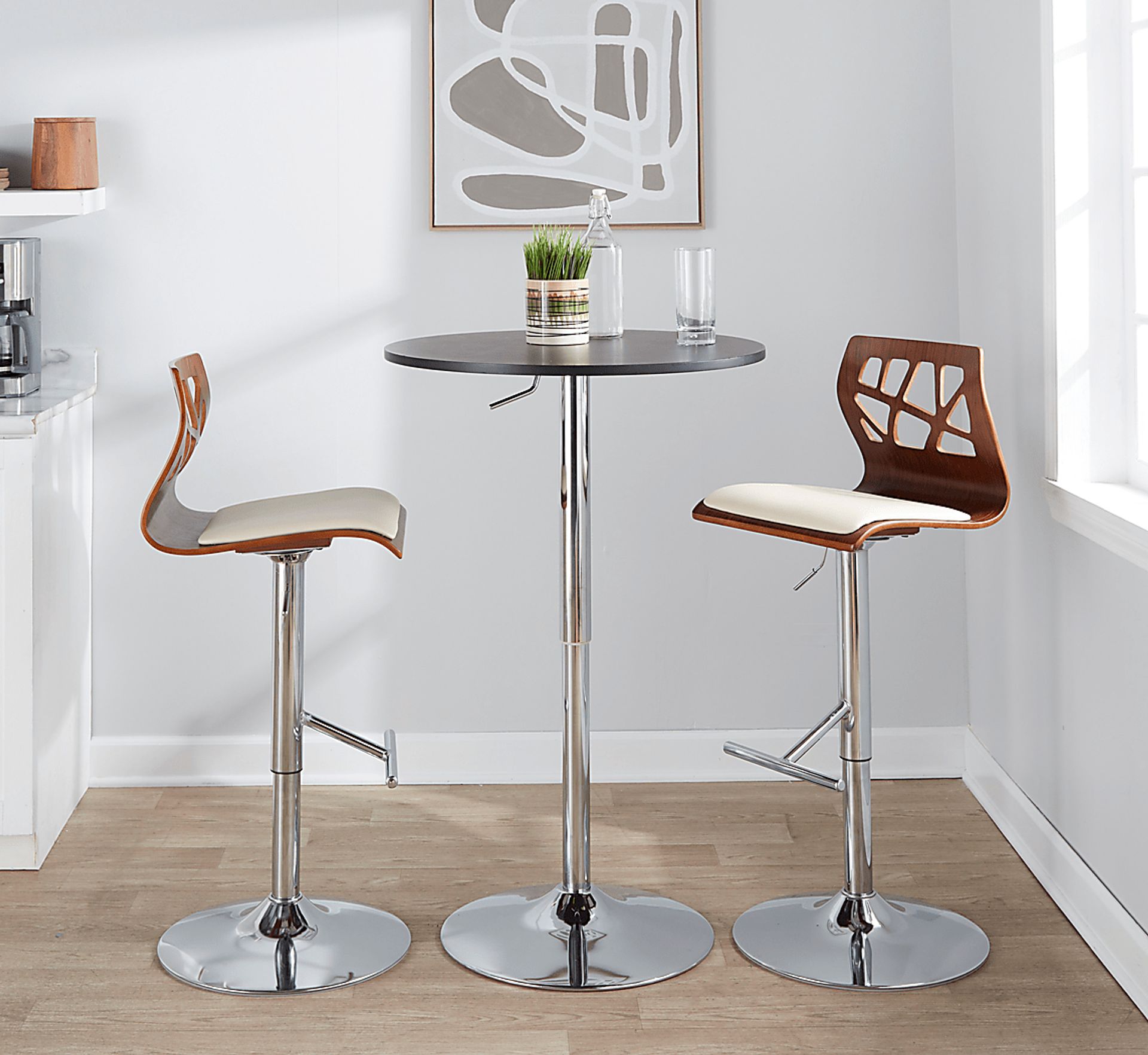 Westwise Cream Adjustable Swivel Barstool, Set of 3 - Image 3