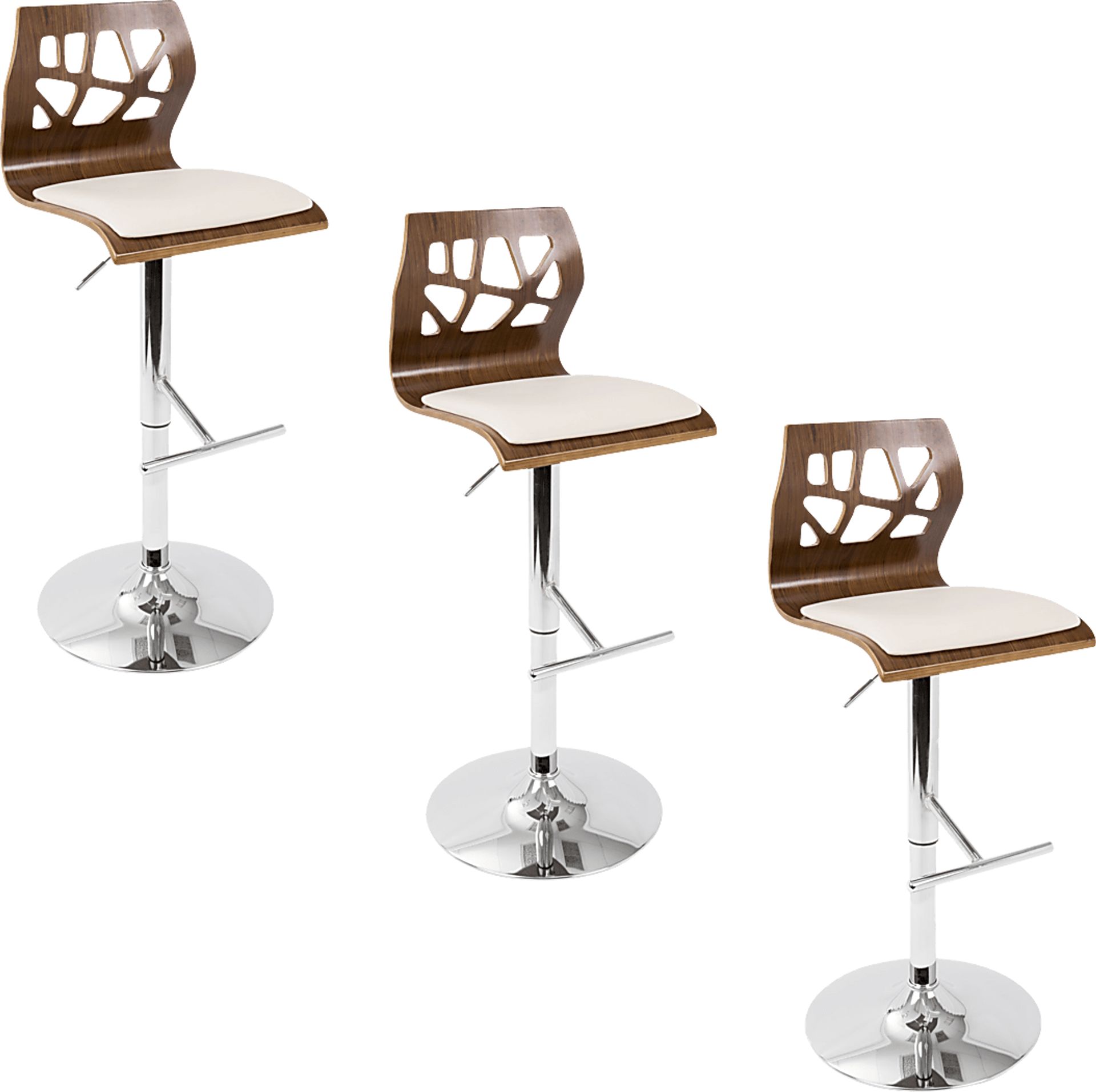 Westwise Cream Adjustable Swivel Barstool, Set of 3 - Image 1