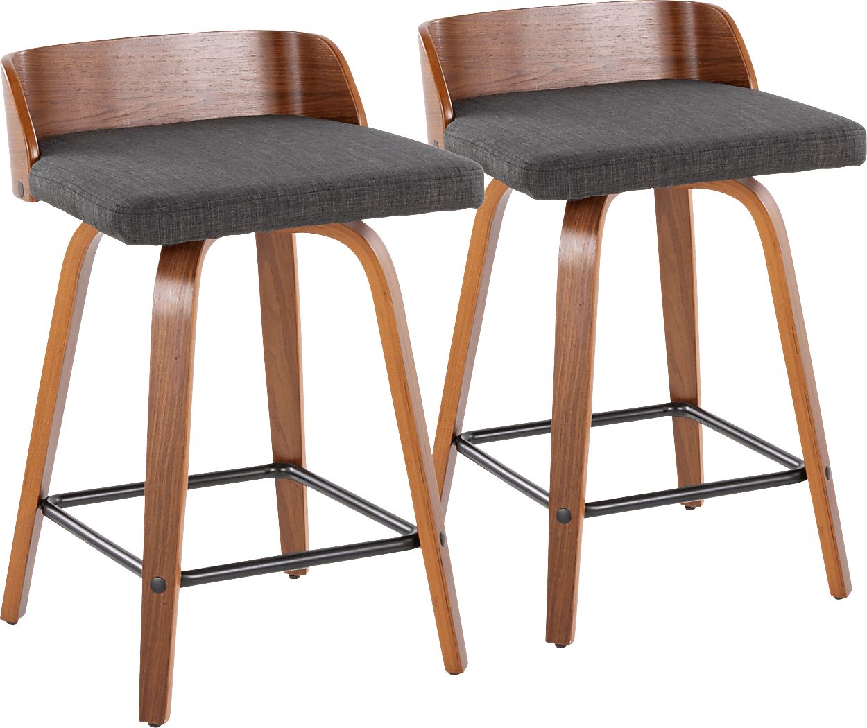 Wetherburn I Charcoal 24" Swivel Counter Height Stool, Set of 2