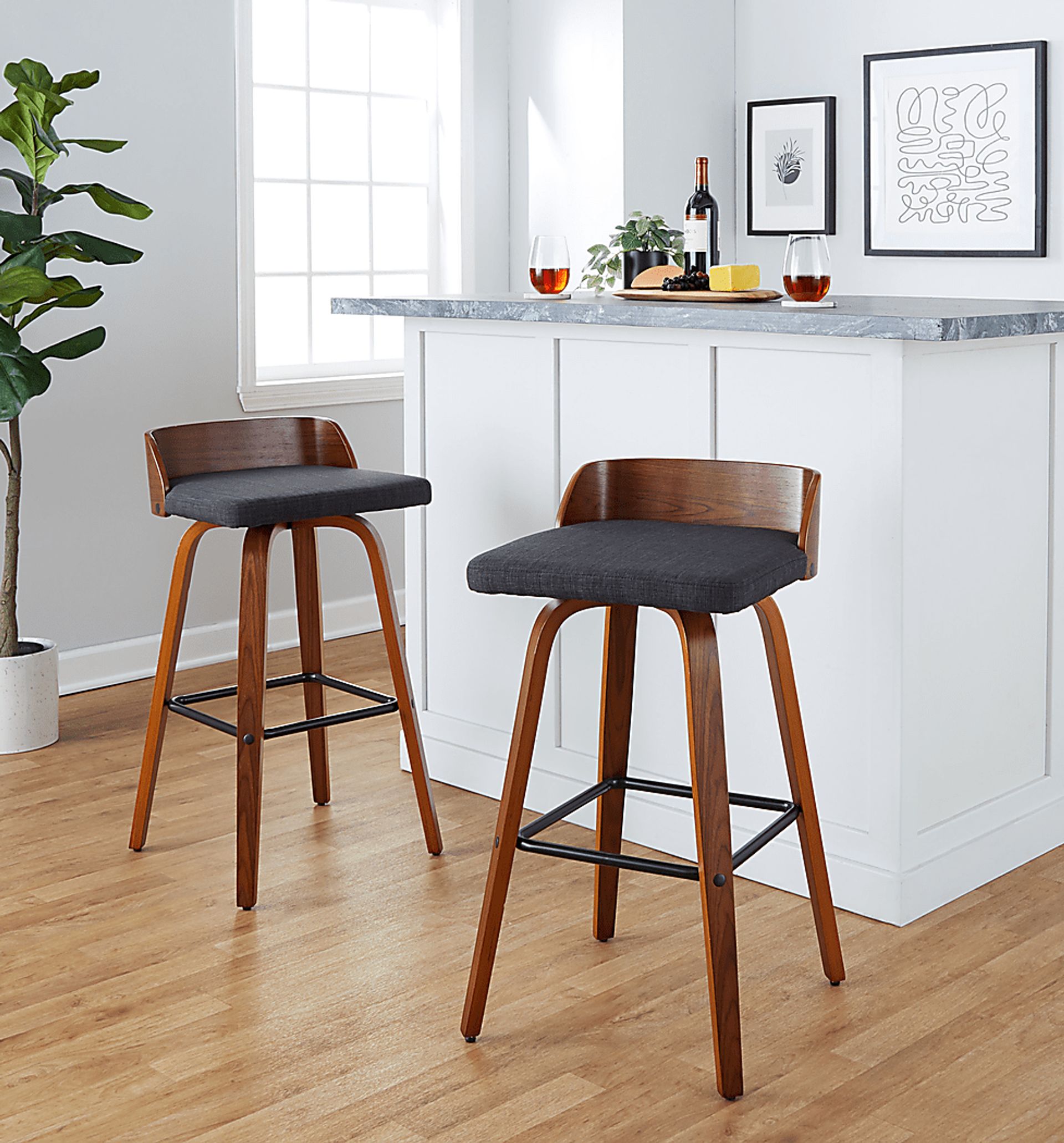Wetherburn I Charcoal Swivel Barstool, Set of 2 - Image 2