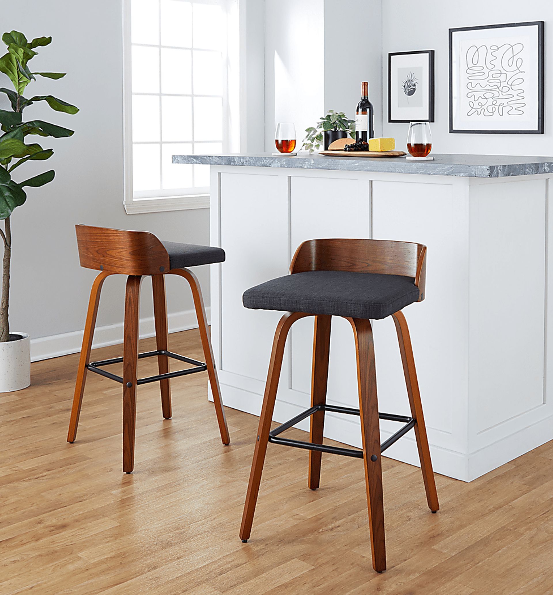 Wetherburn I Charcoal Swivel Barstool, Set of 2 - Image 8