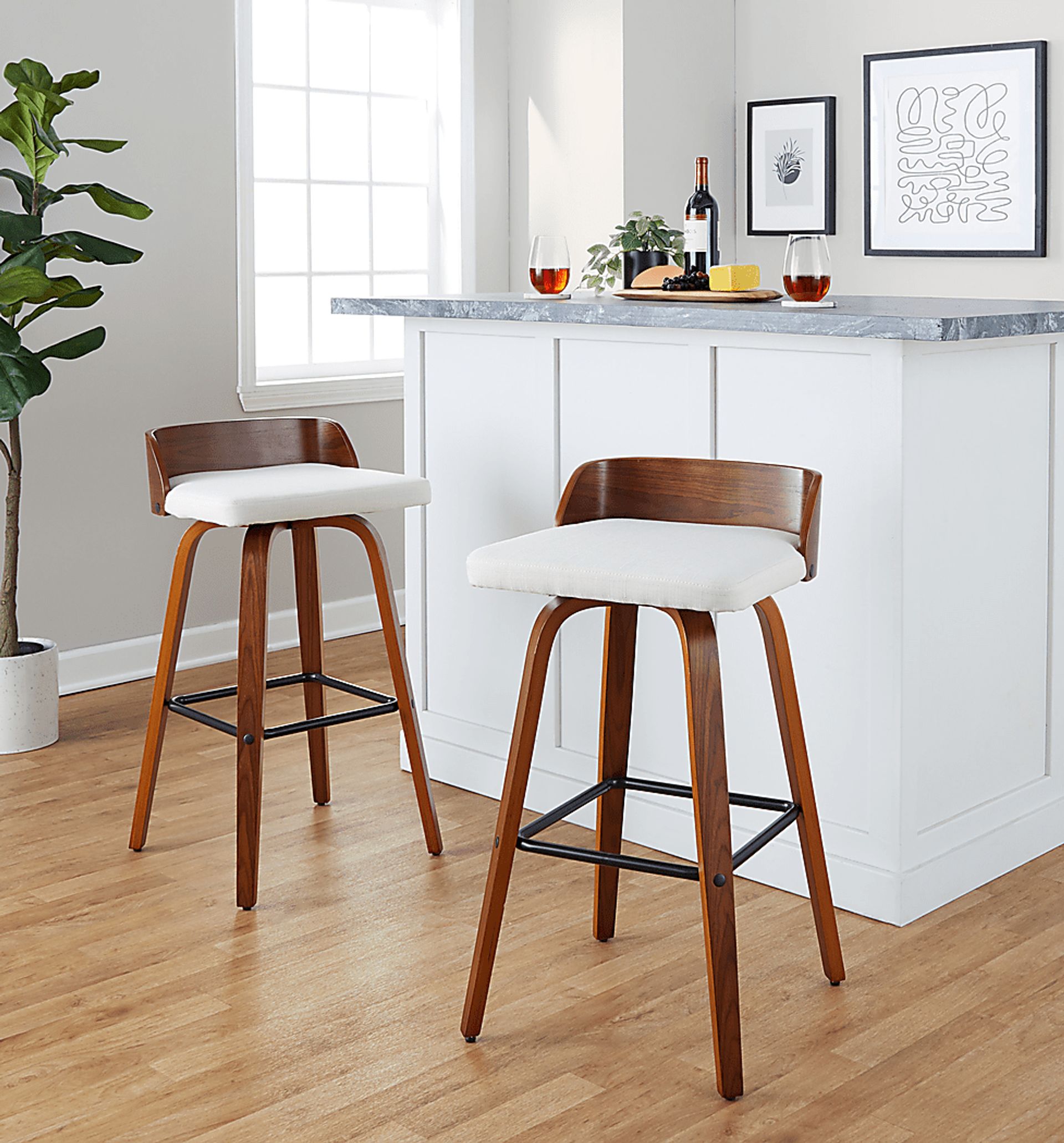 Wetherburn I Cream Swivel Barstool, Set of 2 - Image 2