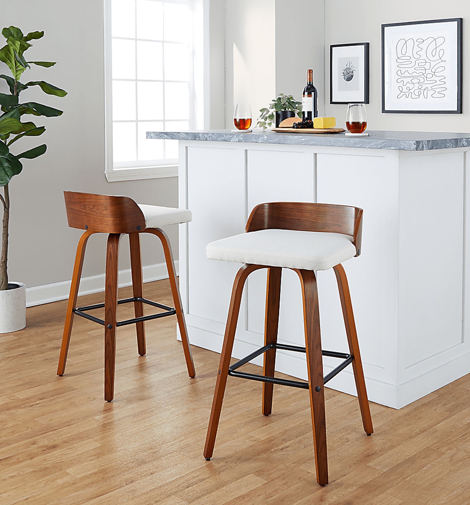 Wetherburn I Cream Swivel Barstool, Set of 2 - Image 8