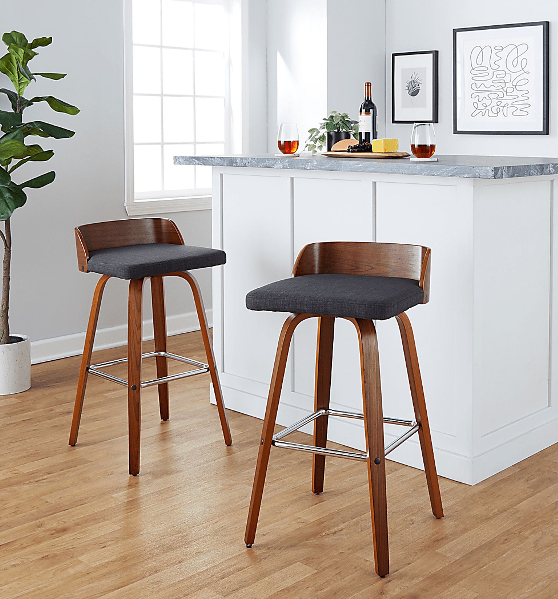 Wetherburn II Charcoal Swivel Barstool, Set of 2 - Image 2