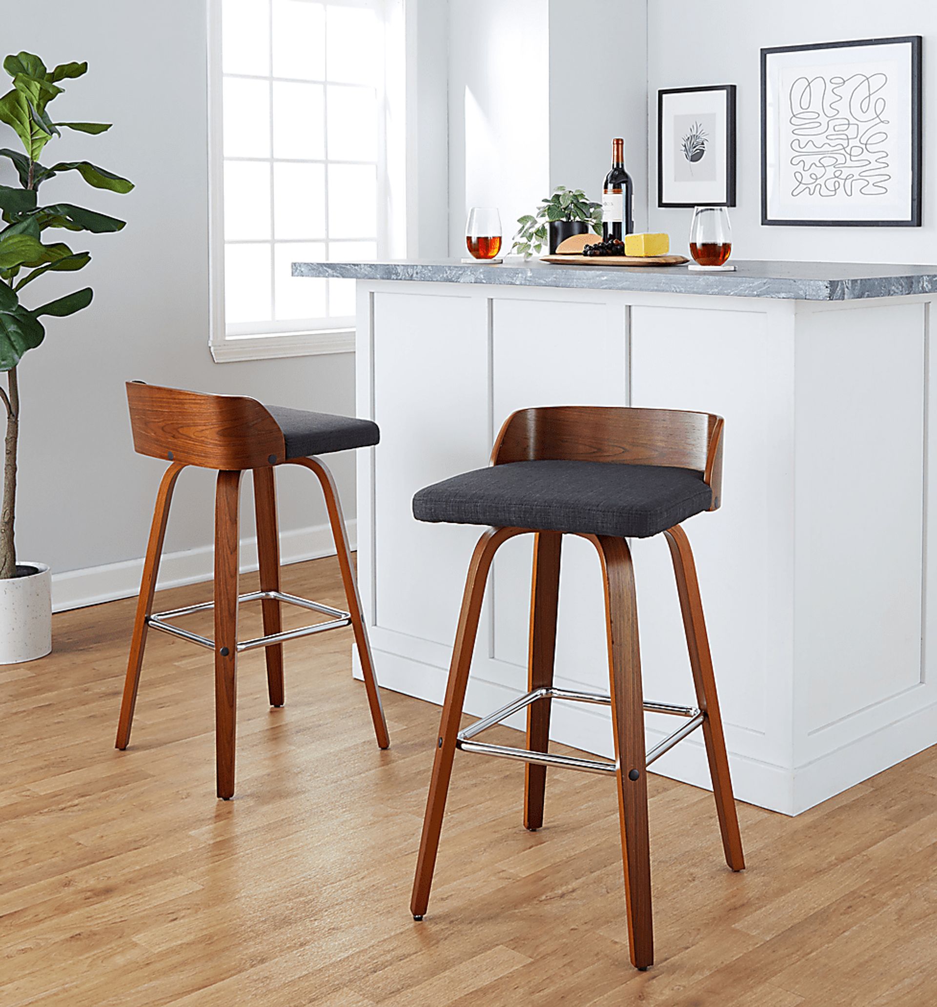 Wetherburn II Charcoal Swivel Barstool, Set of 2 - Image 8