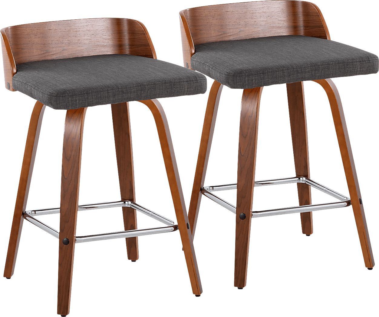 Wetherburn II Charcoal Swivel Counter Height Stool, Set of 2