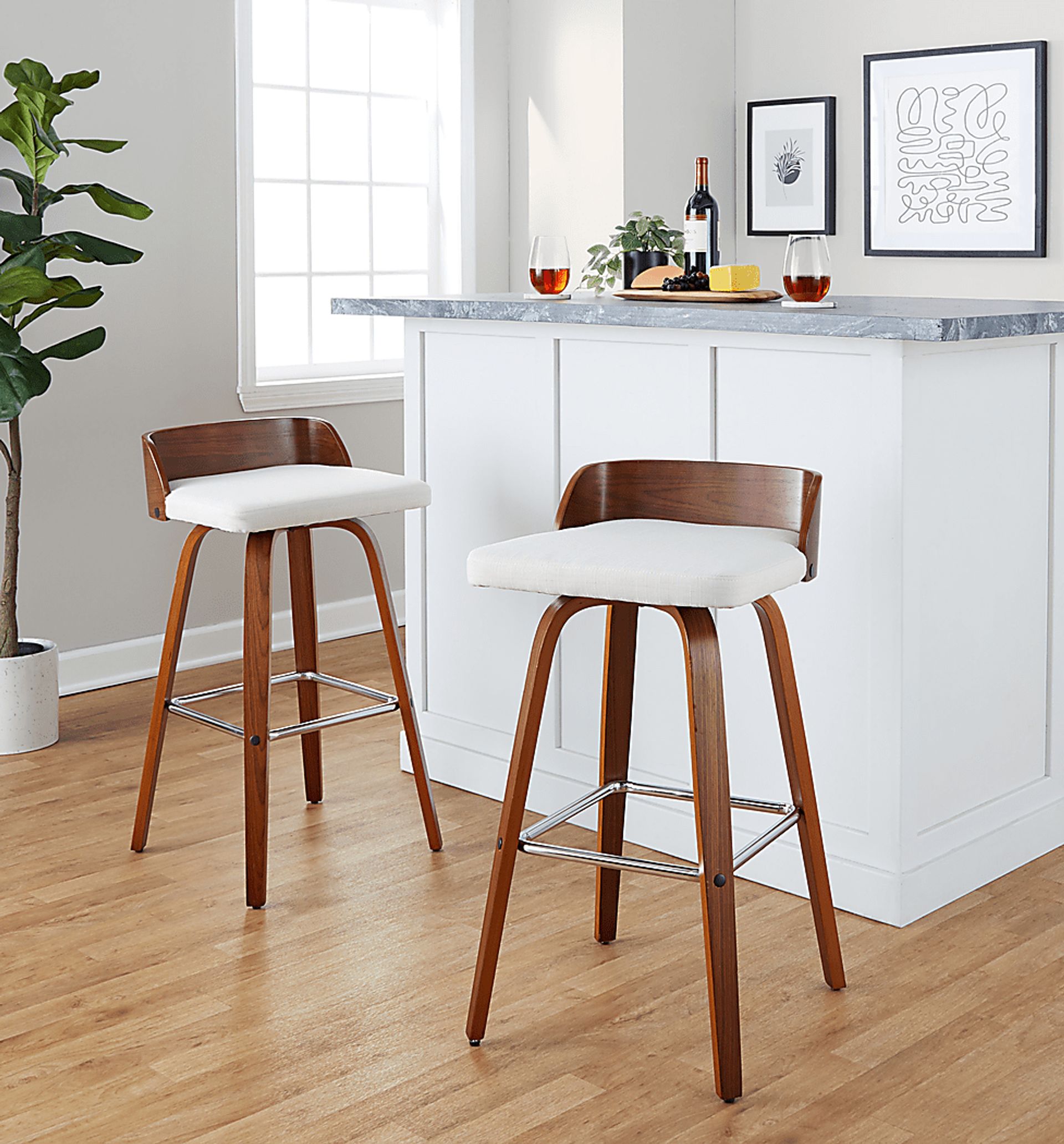 Wetherburn II Cream Swivel Barstool, Set of 2 - Image 2