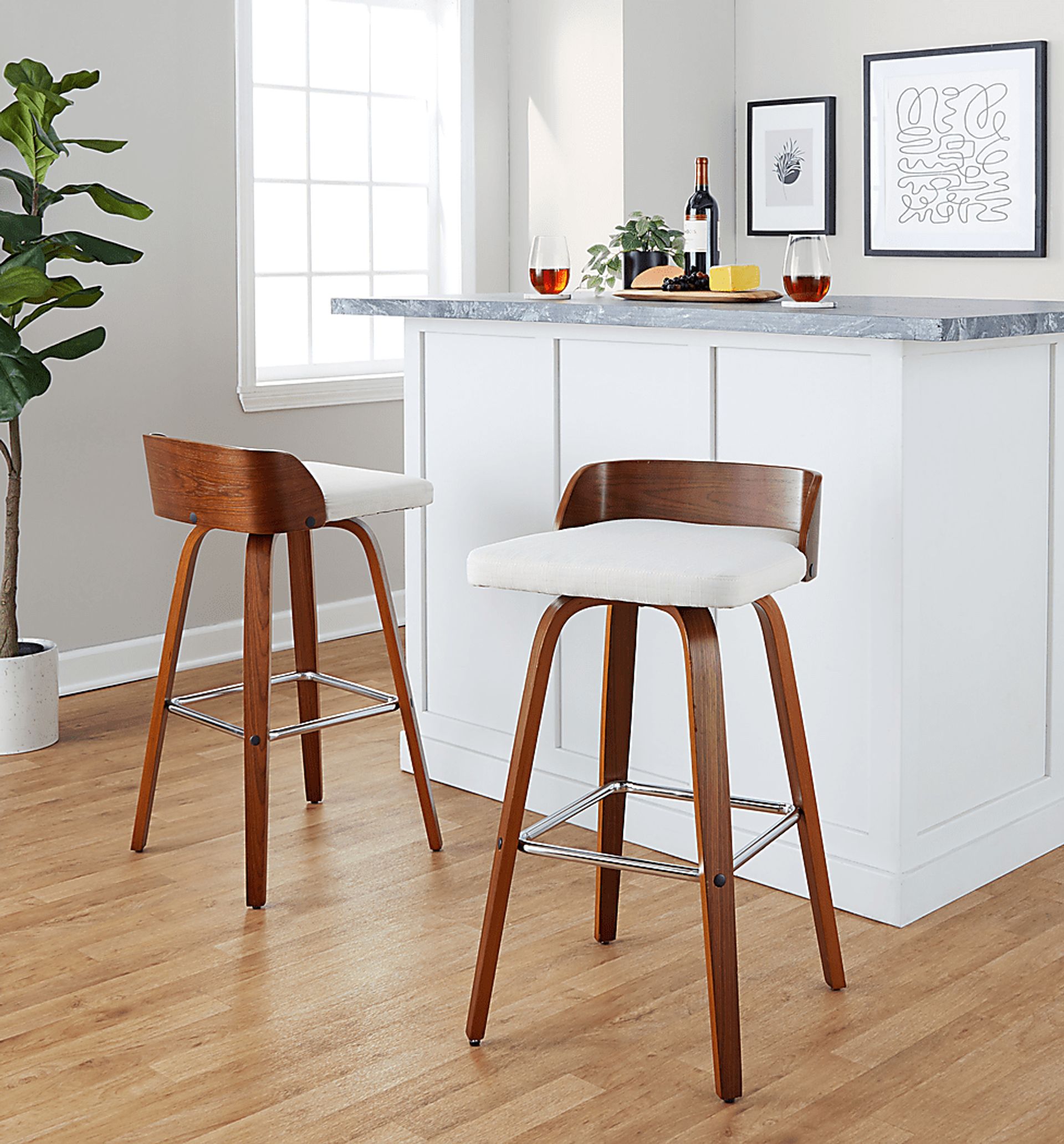 Wetherburn II Cream Swivel Barstool, Set of 2 - Image 8