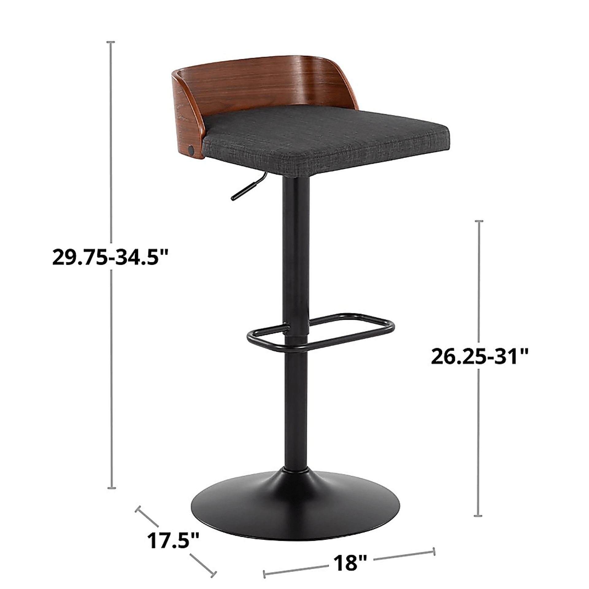 Wetherburn IV Charcoal Adjustable Swivel Barstool, Set of 2 - Image 12