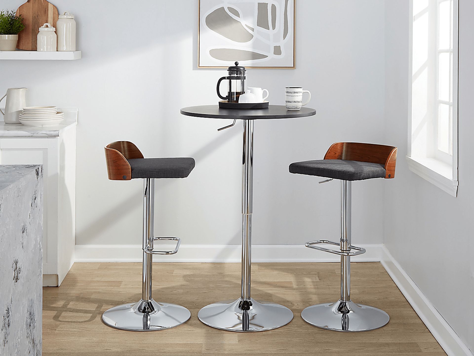 Wetherburn IV Charcoal Adjustable Swivel Barstool, Set of 2 - Image 9