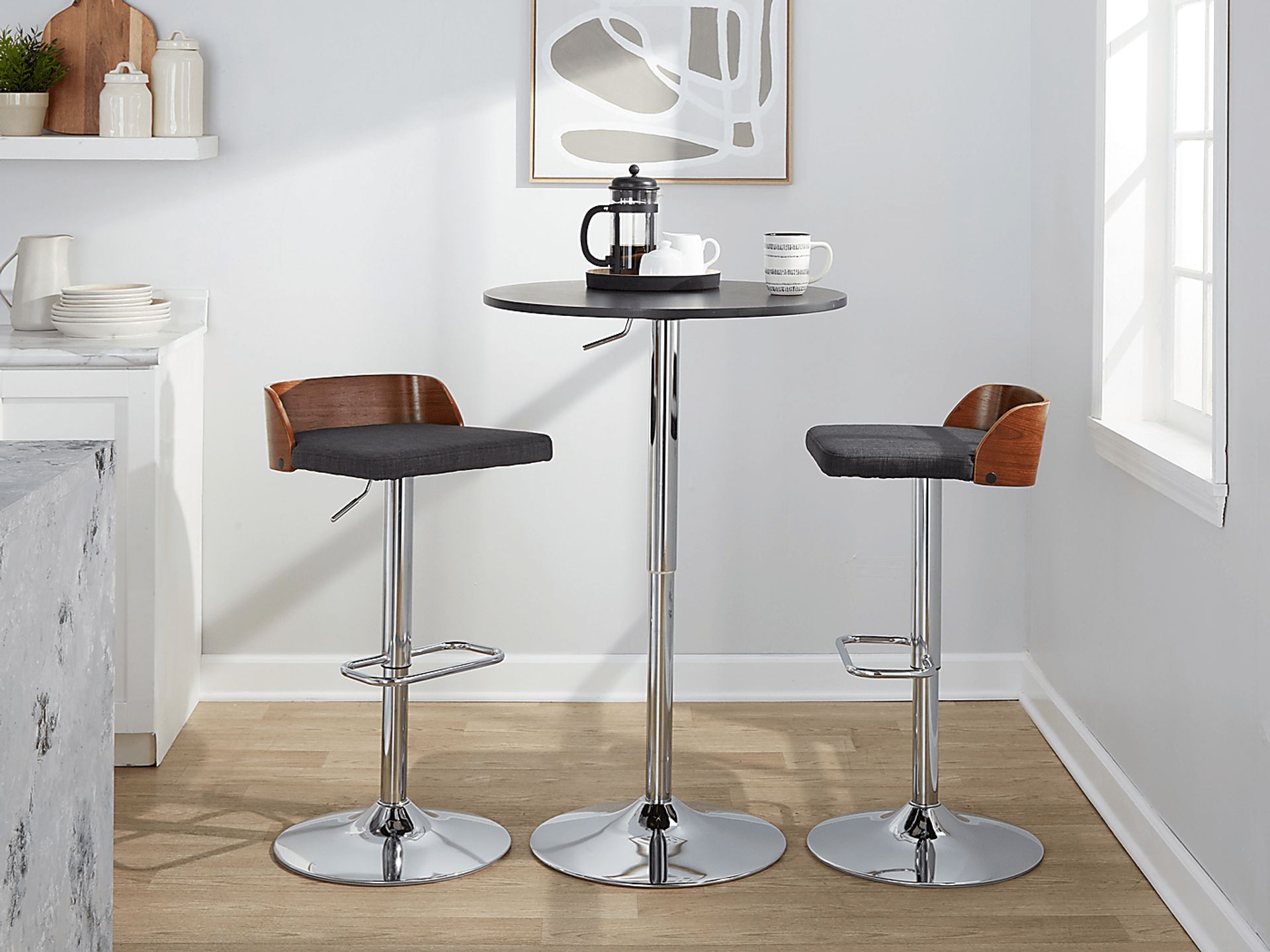 Wetherburn IV Charcoal Adjustable Swivel Barstool, Set of 2 - Image 10