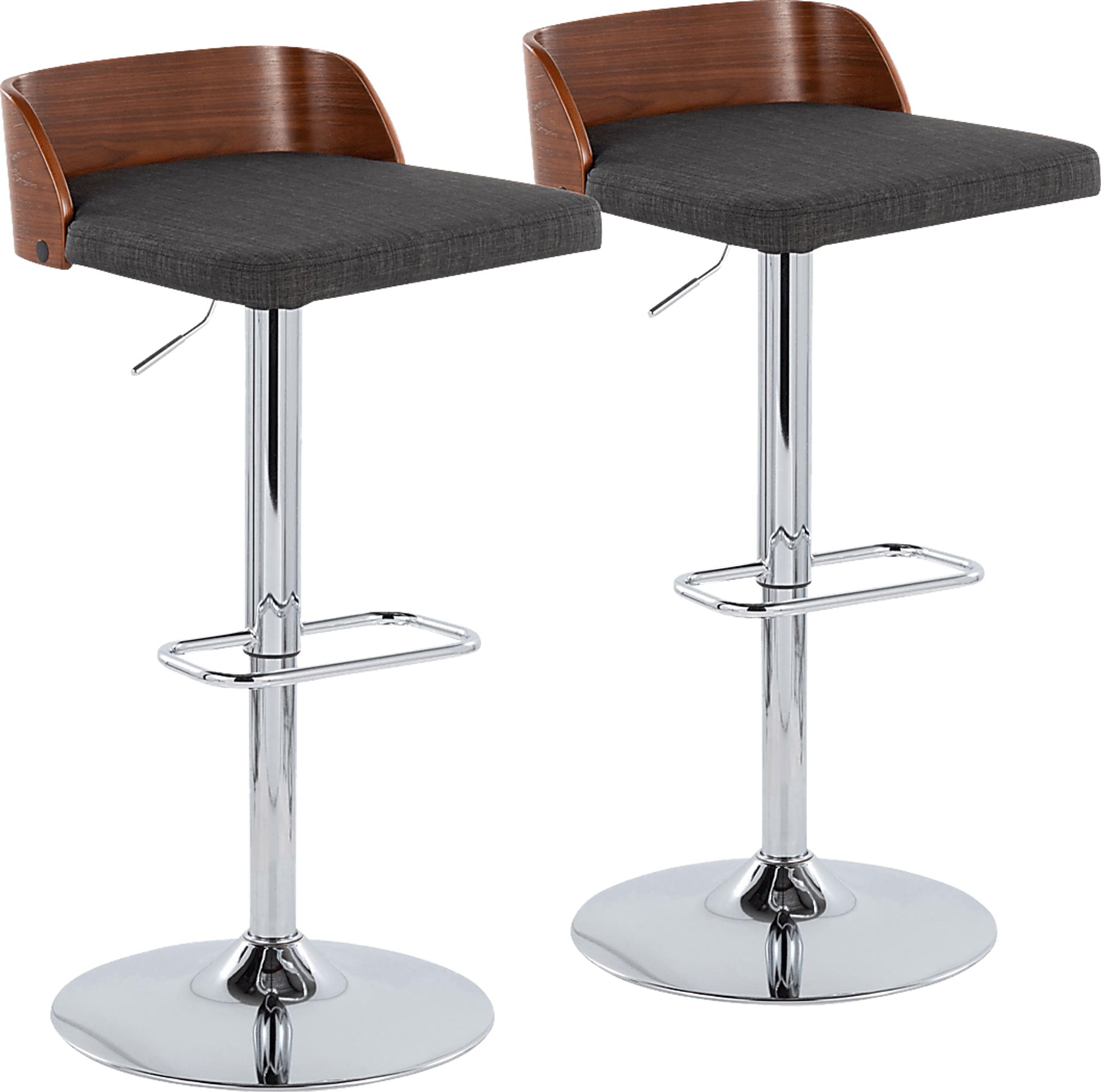 Wetherburn IV Charcoal Adjustable Swivel Barstool, Set of 2 - Image 1