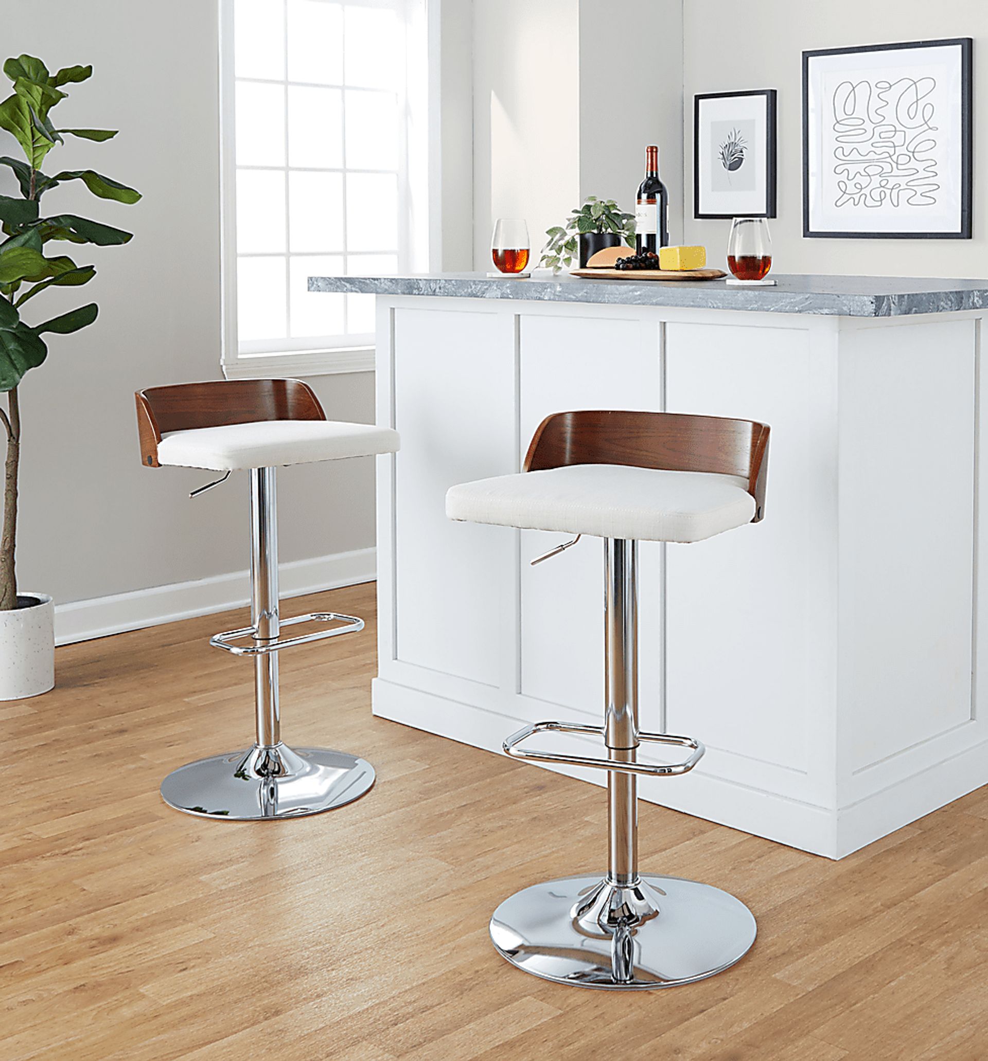 Wetherburn IV Cream Adjustable Swivel Barstool, Set of 2 - Image 2