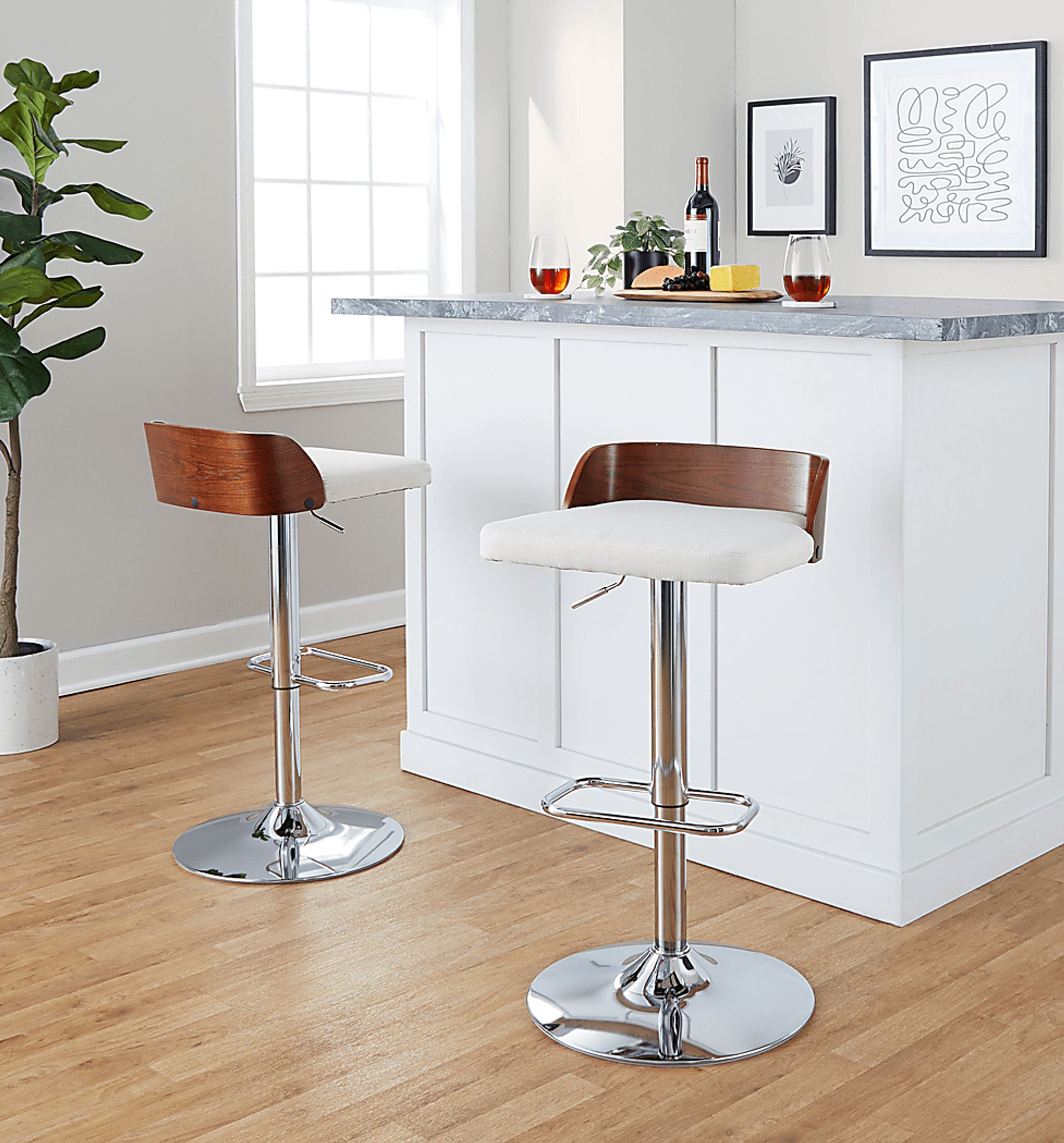 Wetherburn IV Cream Adjustable Swivel Barstool, Set of 2 - Image 8