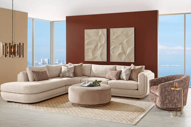 Wexley Beige 6 Pc Sectional Living Room - Thumbnail - Image 1