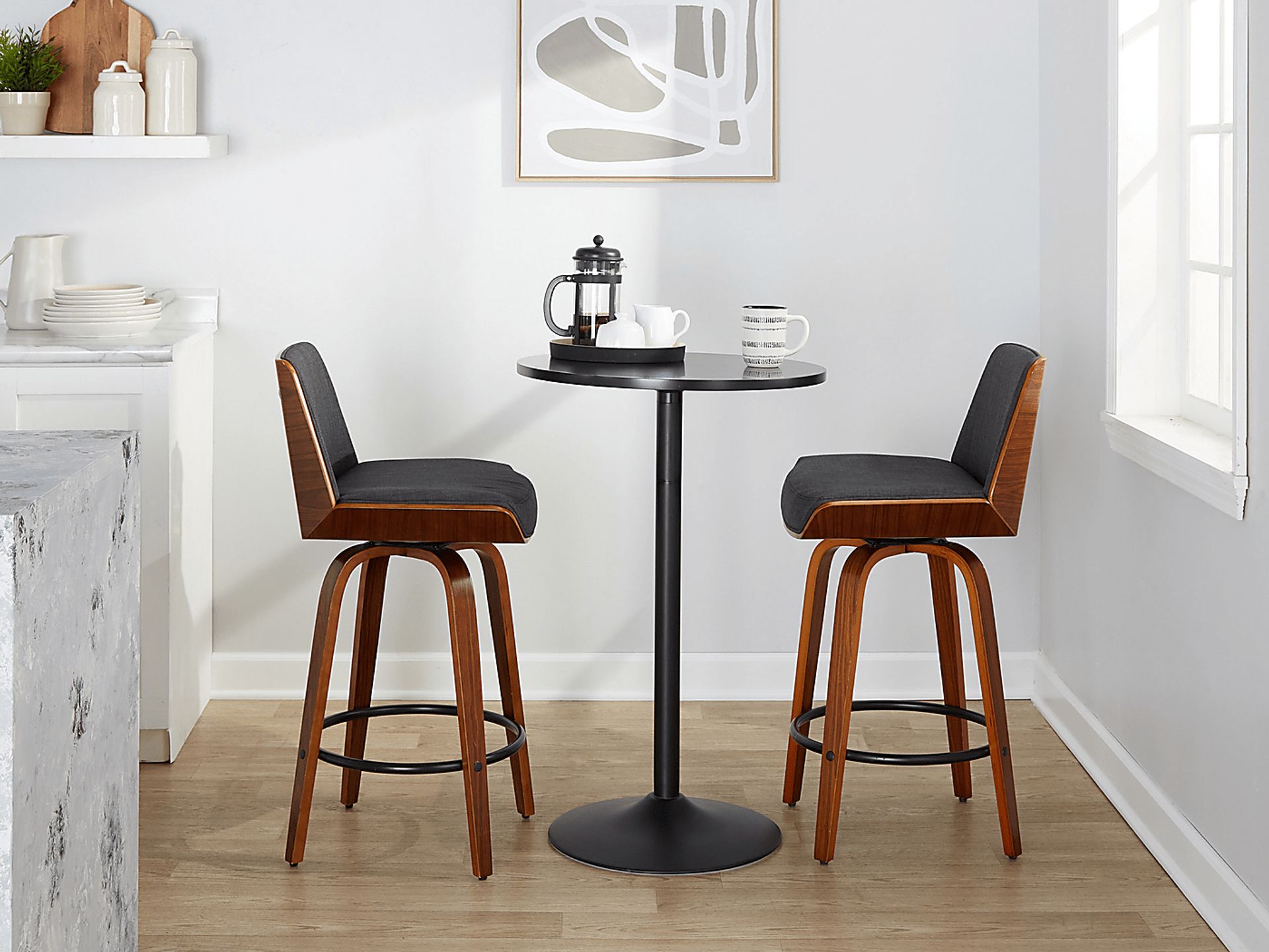 Weymanda I Black Swivel Counter Height Stool, Set of 2 - Image 2