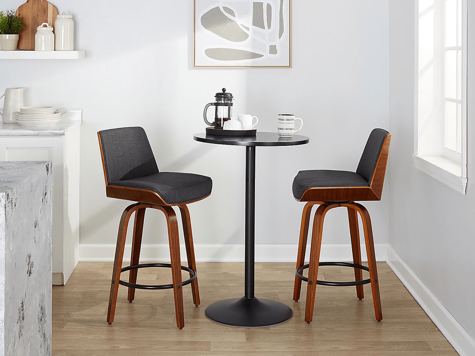 Weymanda I Black Swivel Counter Height Stool, Set of 2 - Image 3