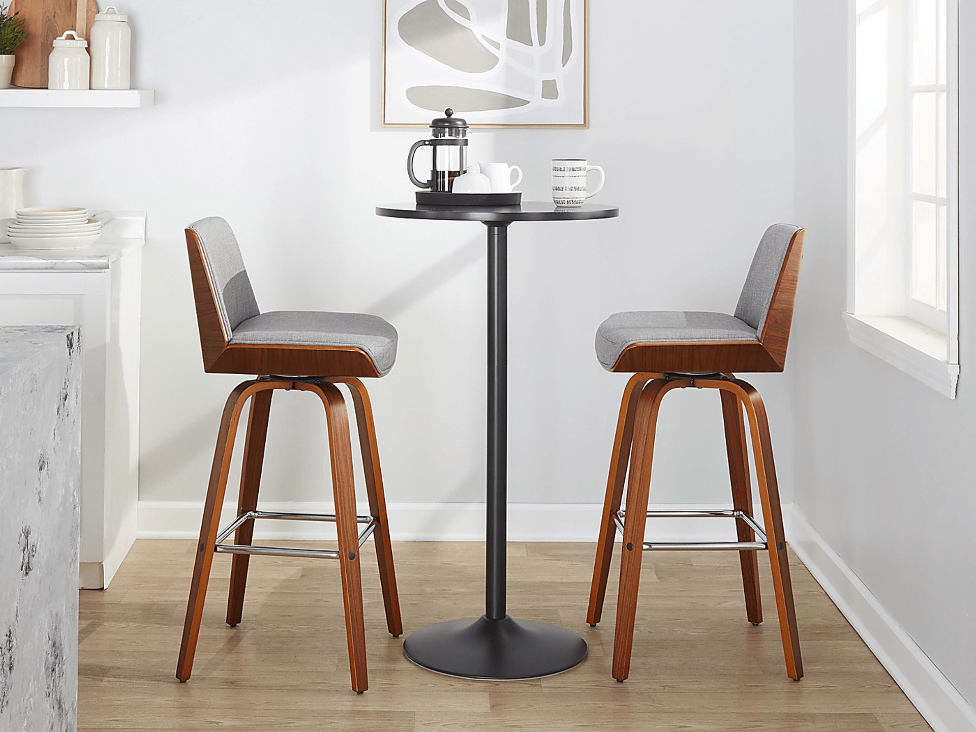 Weymanda II Gray Swivel Barstool, Set of 2 - Image 2