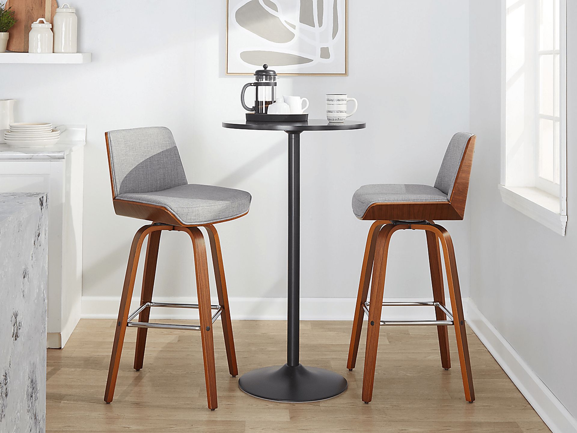 Weymanda II Gray Swivel Barstool, Set of 2 - Image 3
