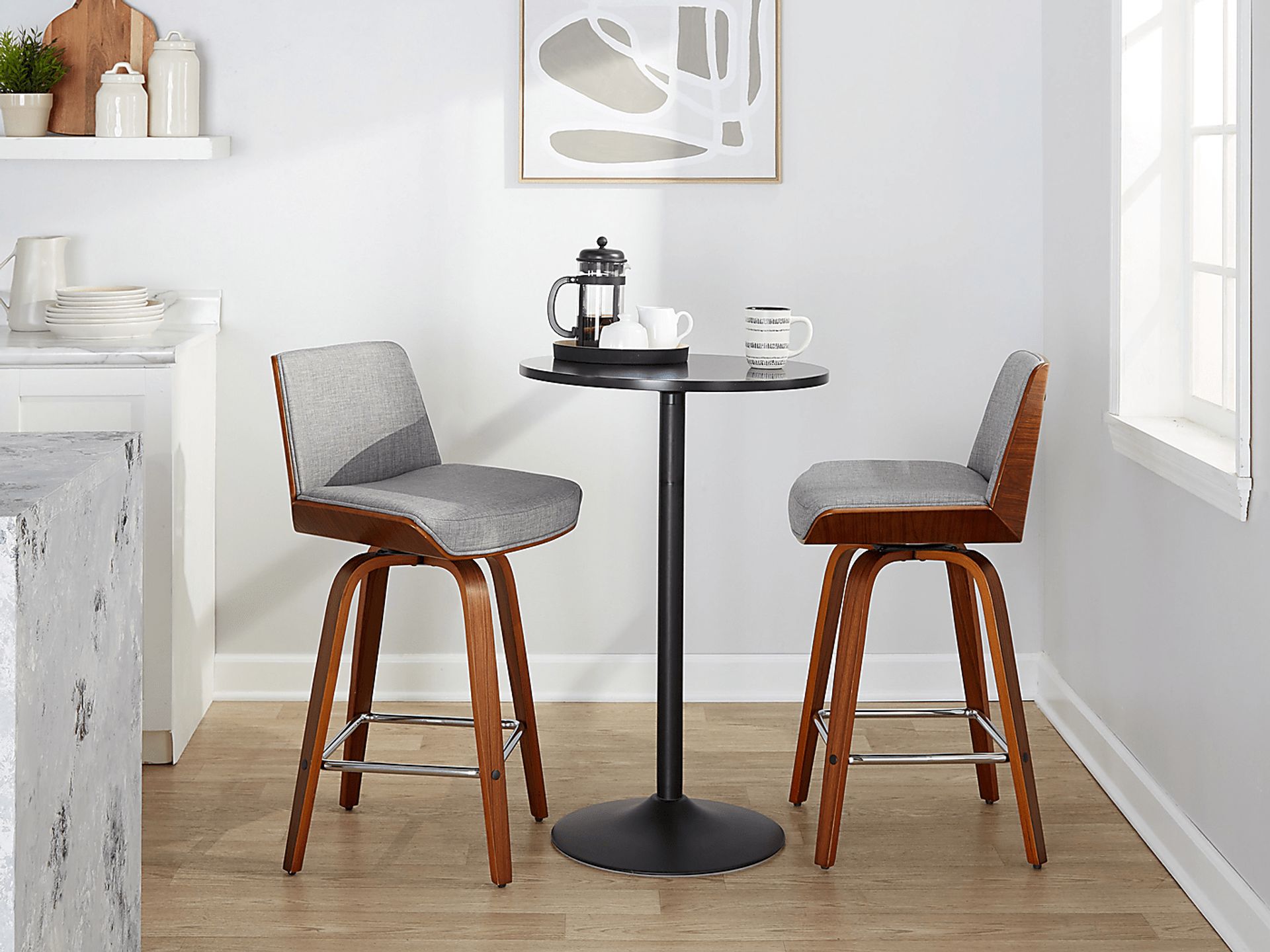 Weymanda II Gray Swivel Counter Height Stool, Set of 2 - Image 3