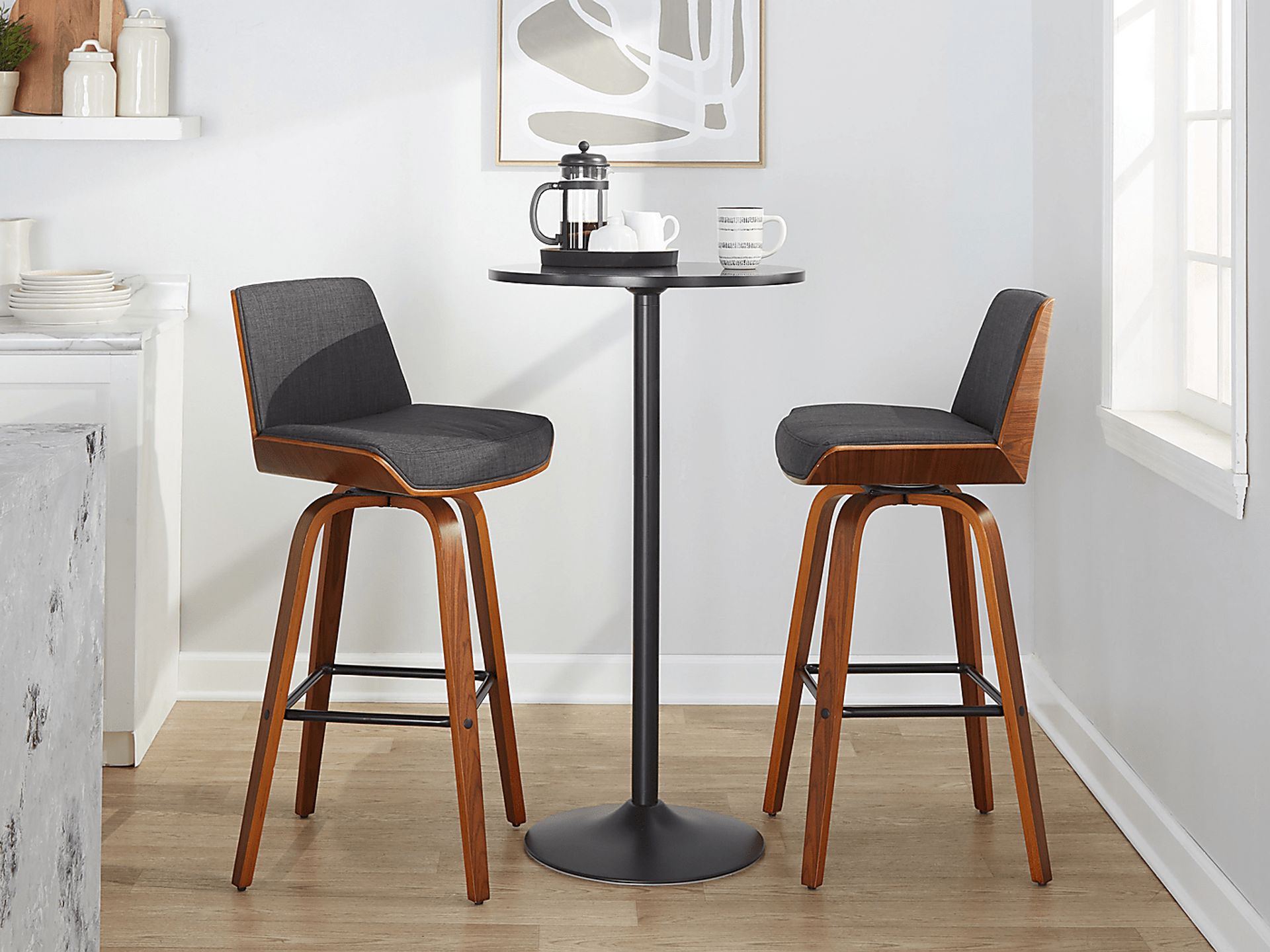Weymanda III Charcoal Swivel Barstool, Set of 2 - Image 3