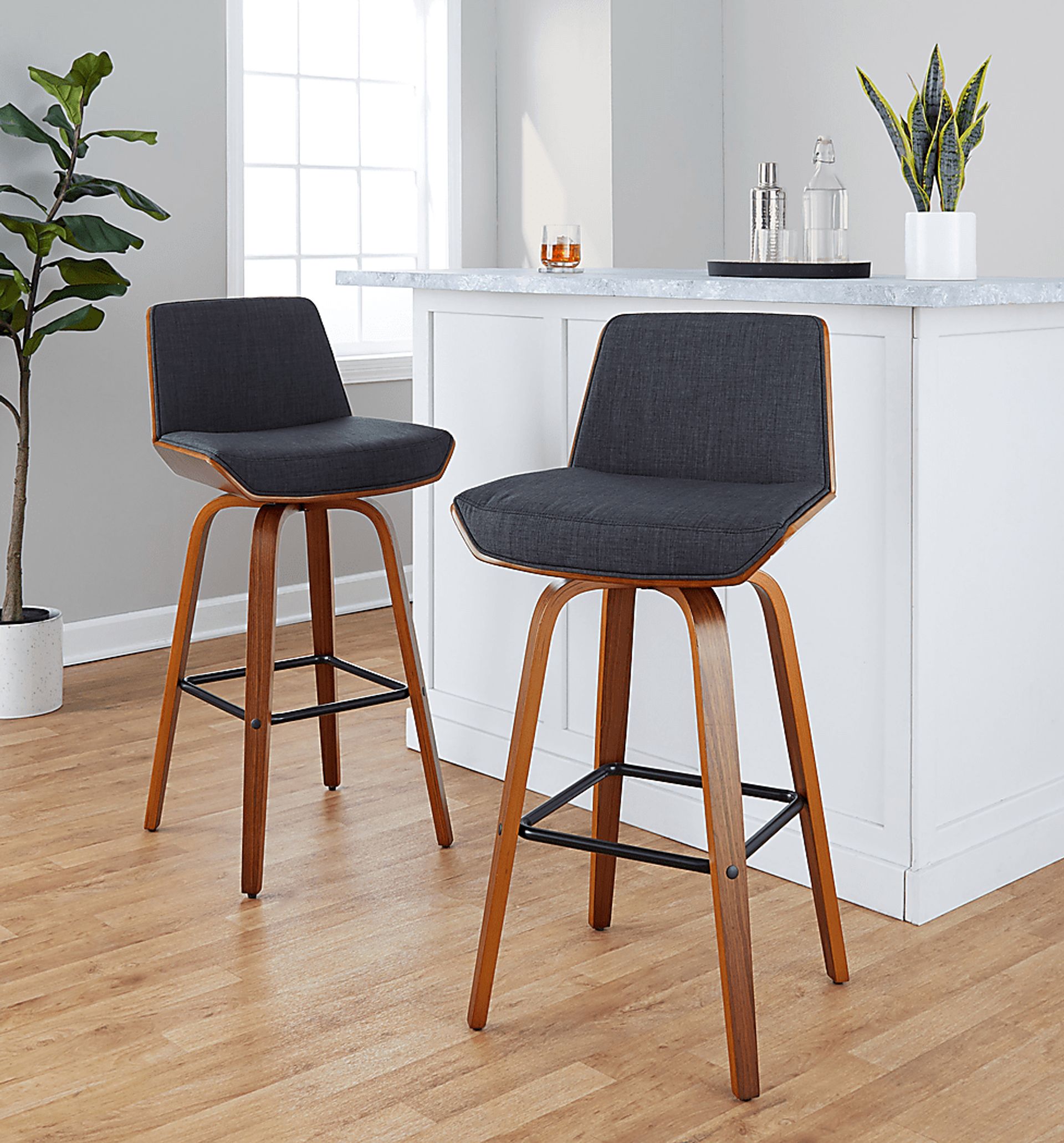 Weymanda III Charcoal Swivel Barstool, Set of 2 - Image 4