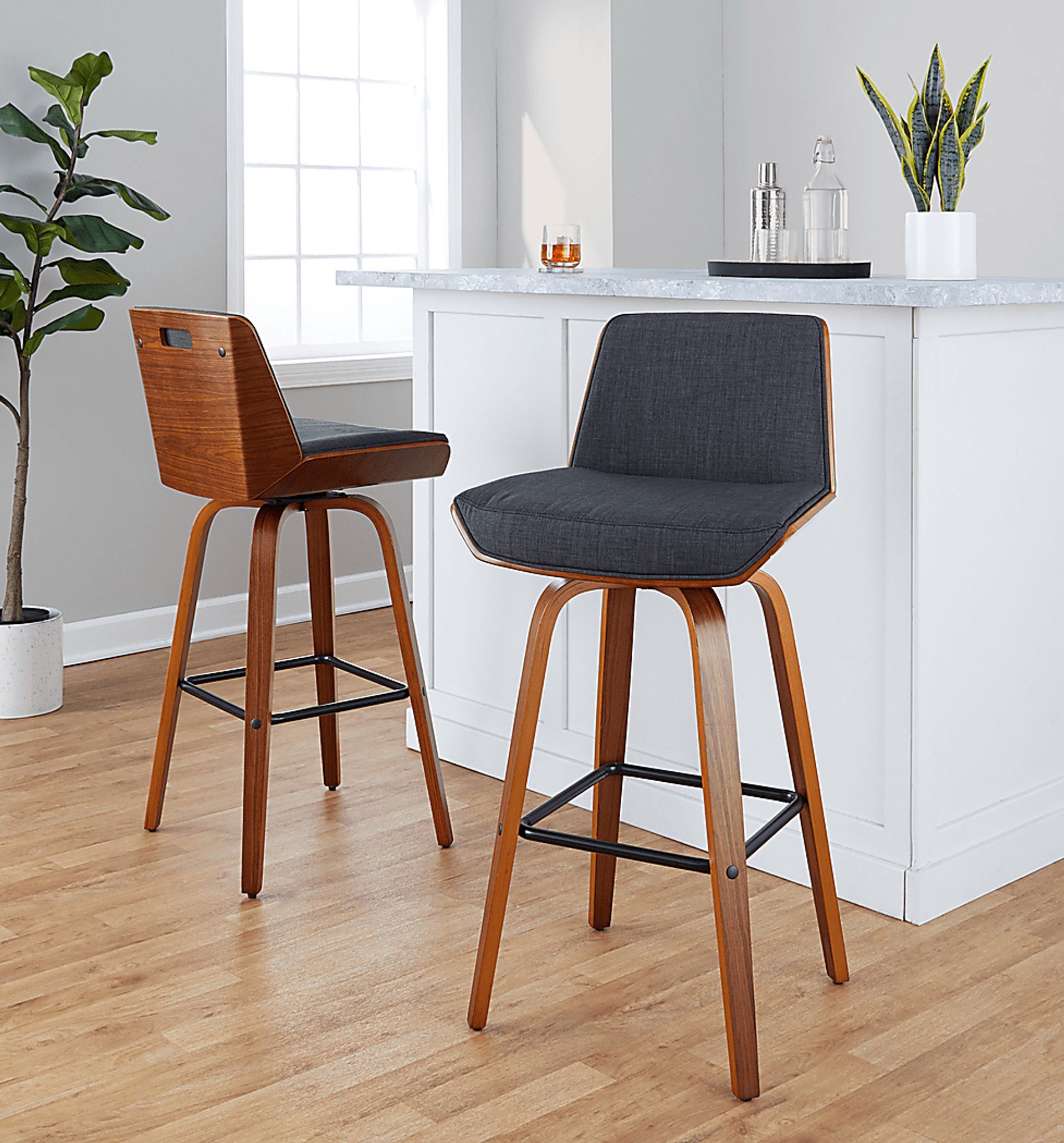 Weymanda III Charcoal Swivel Barstool, Set of 2 - Image 5