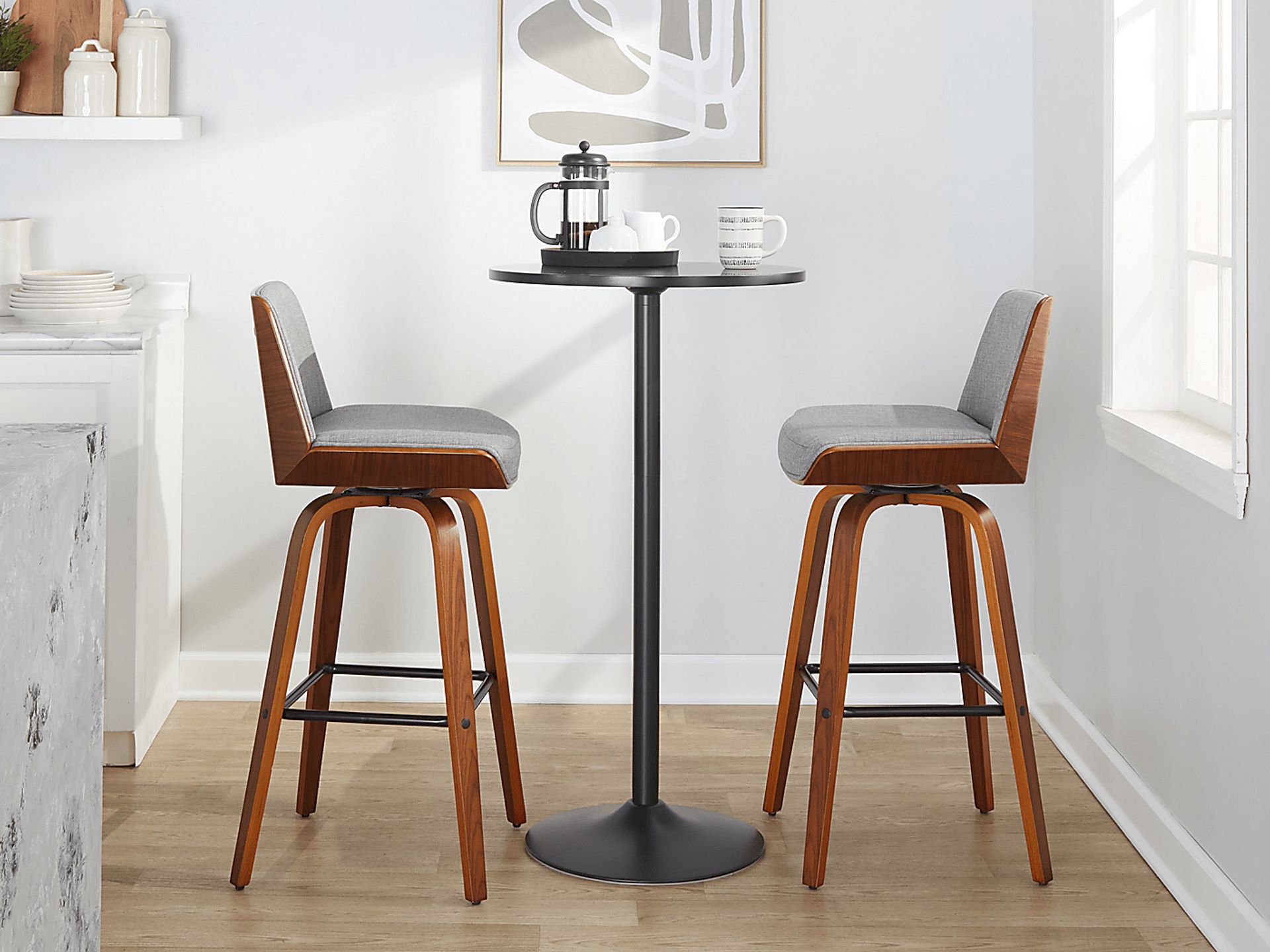 Weymanda III Gray Swivel Barstool, Set of 2 - Image 2