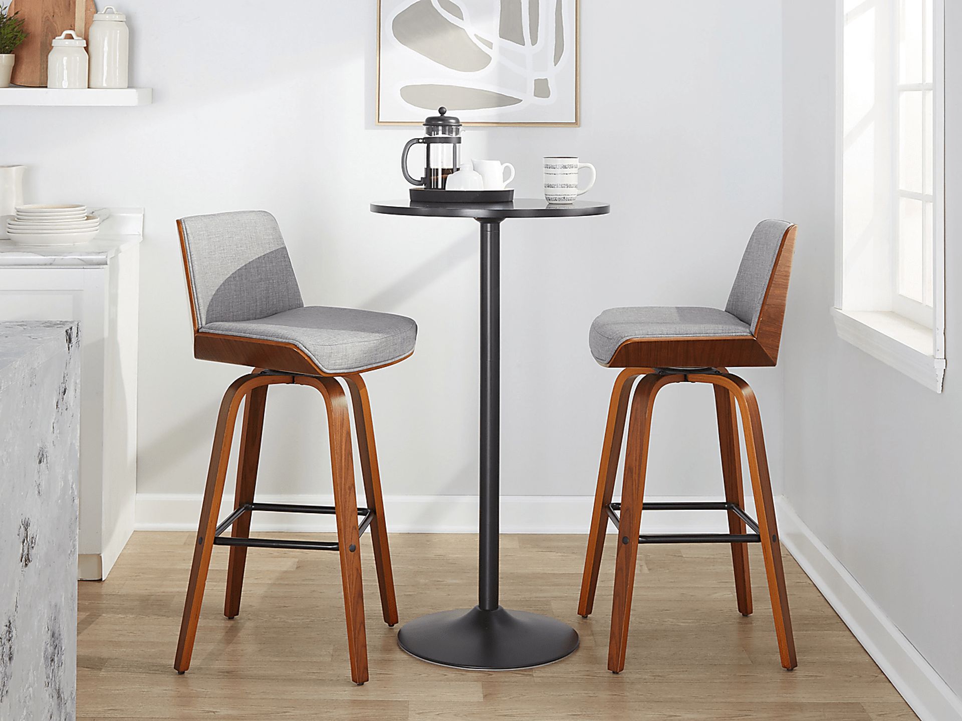 Weymanda III Gray Swivel Barstool, Set of 2 - Image 3