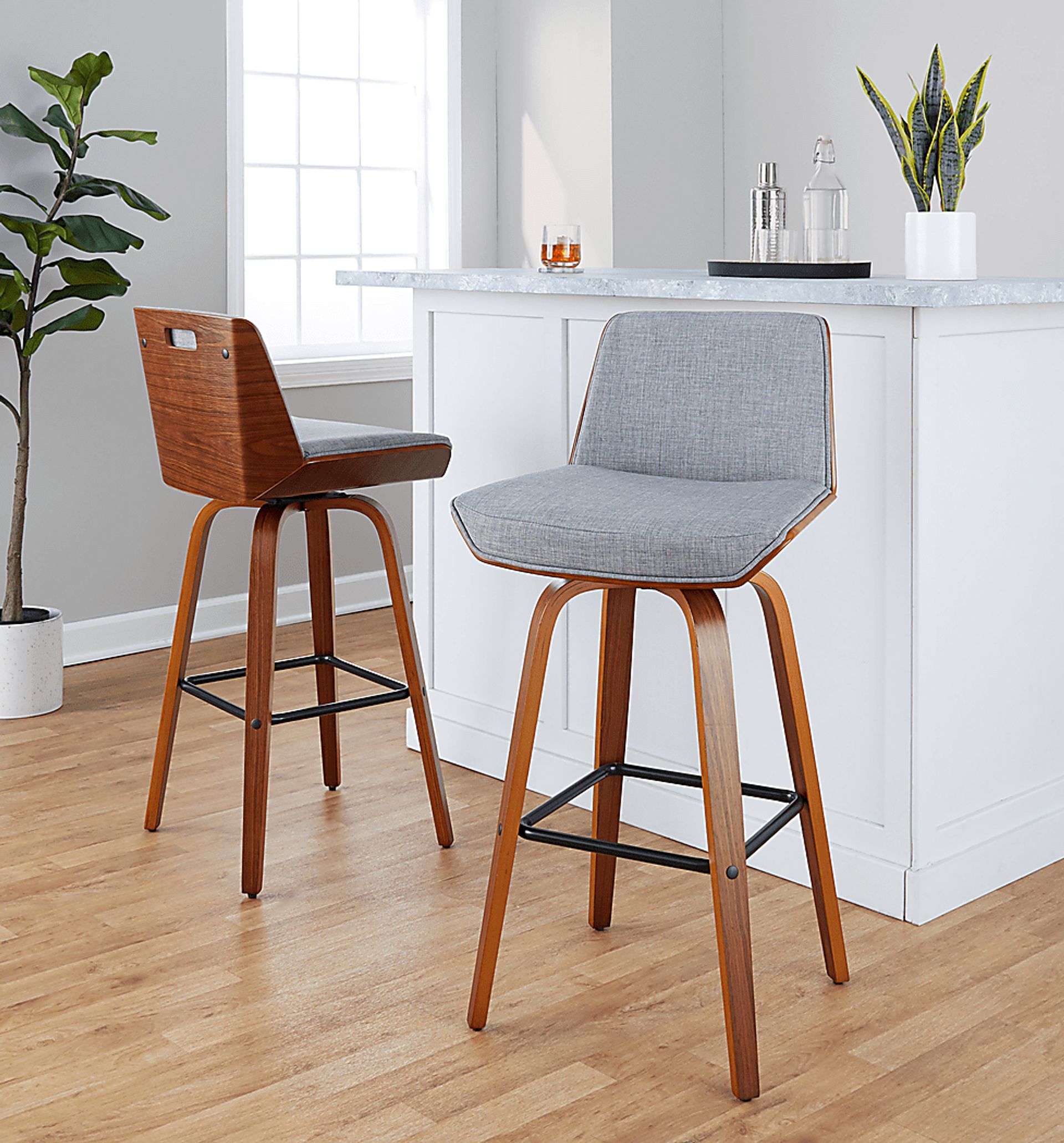 Weymanda III Gray Swivel Barstool, Set of 2 - Image 5
