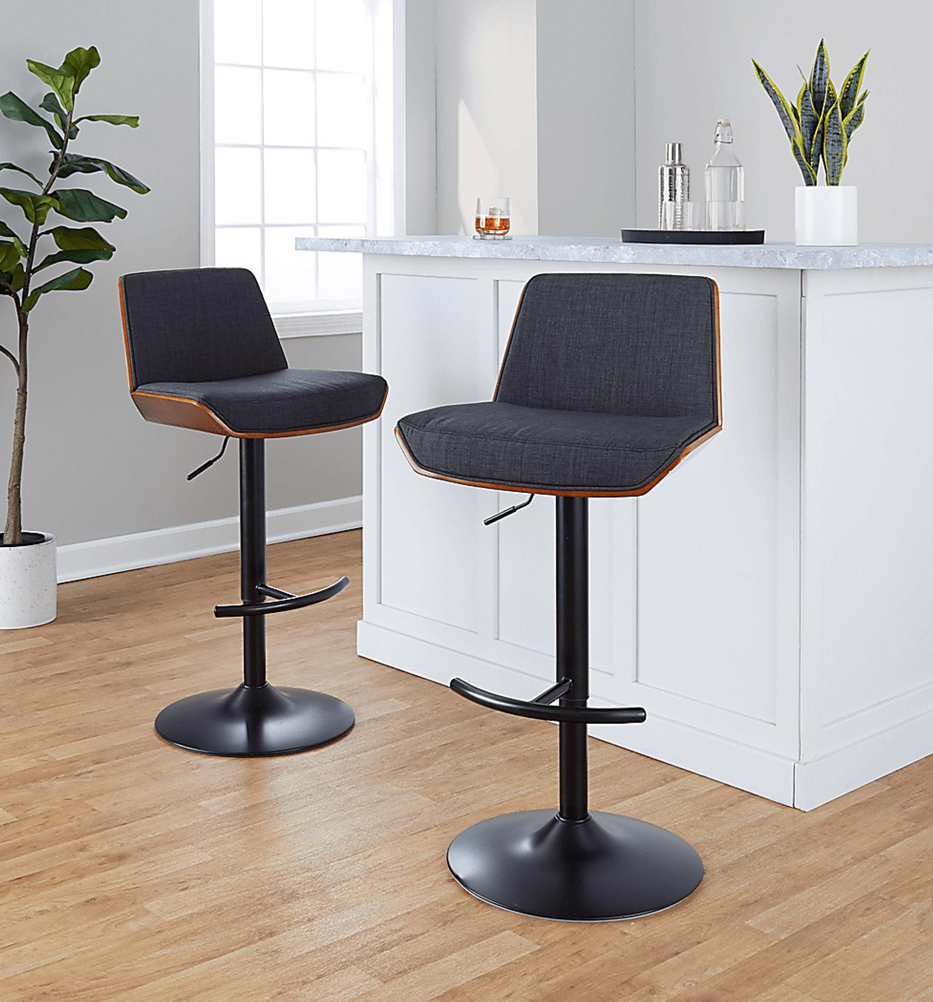 Weymanda IV Charcoal Adjustable Barstool, Set of 2 - Image 3