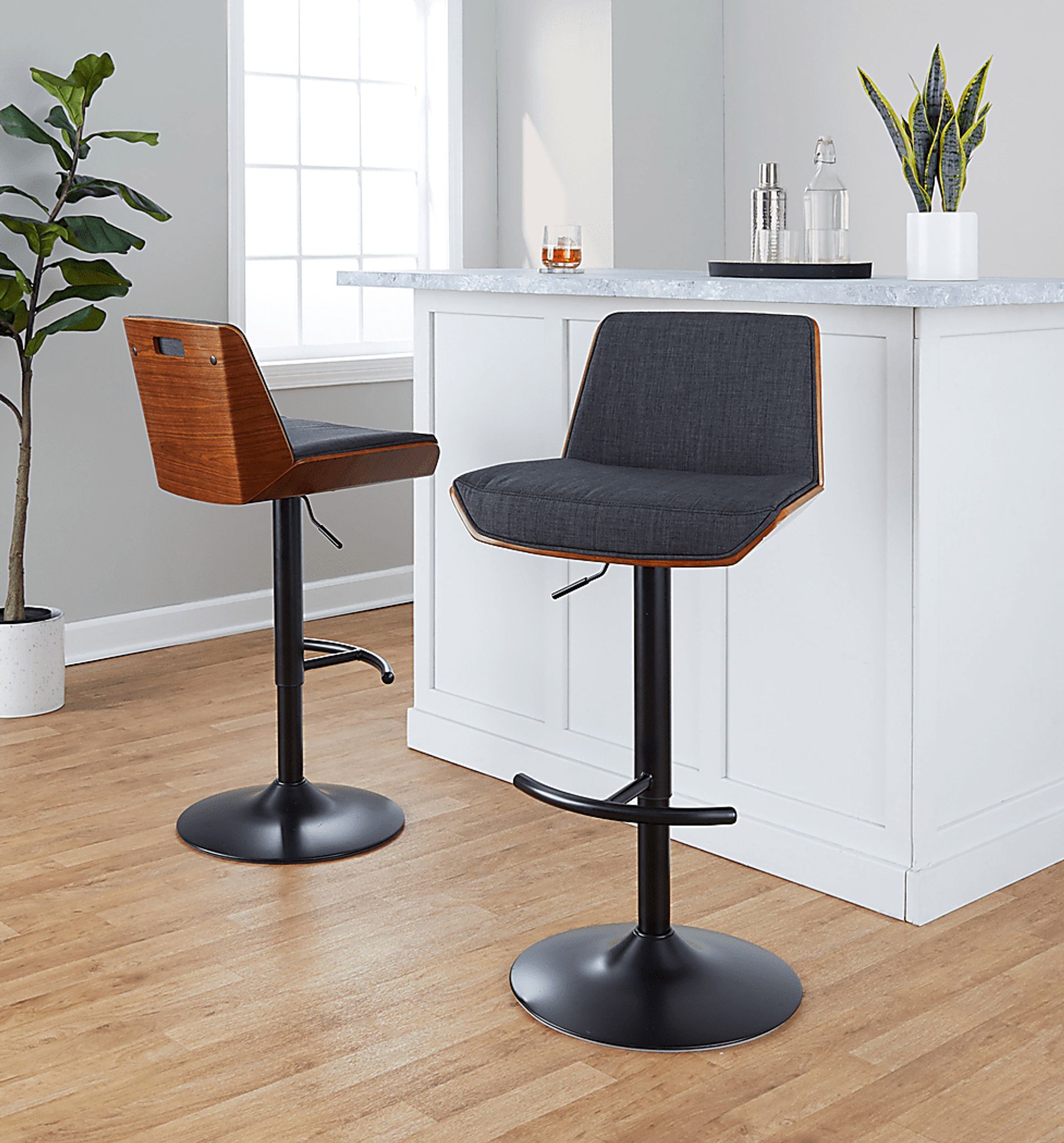 Weymanda IV Charcoal Adjustable Barstool, Set of 2 - Image 4