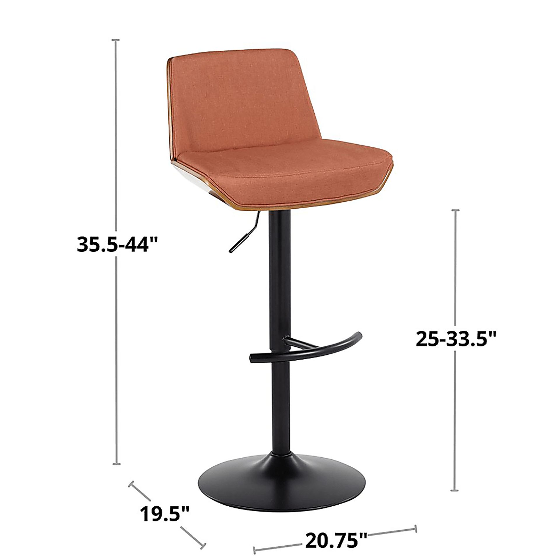Weymanda IV Orange Adjustable Barstool, Set of 2 - Image 12
