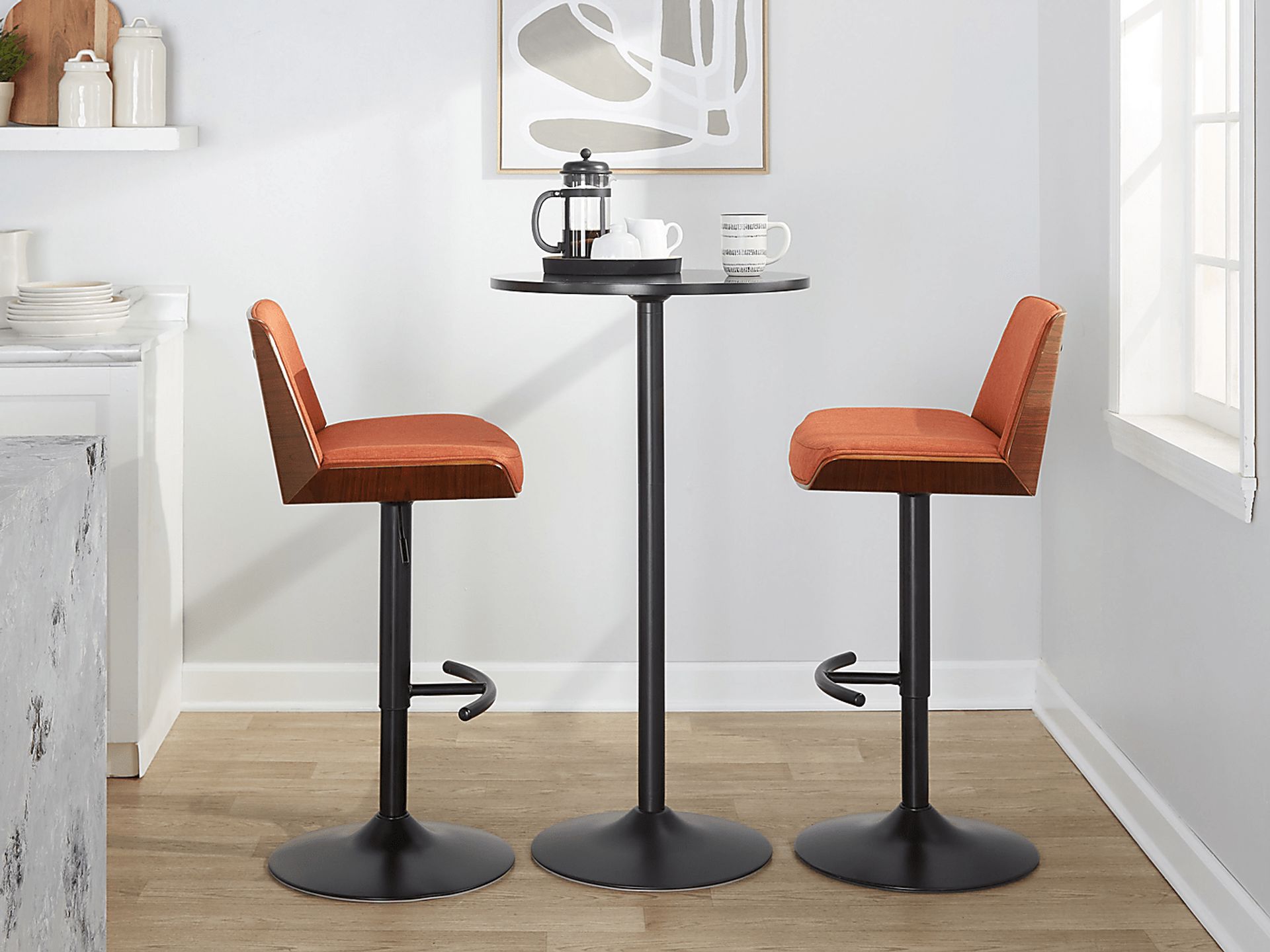 Weymanda IV Orange Adjustable Barstool, Set of 2 - Image 2