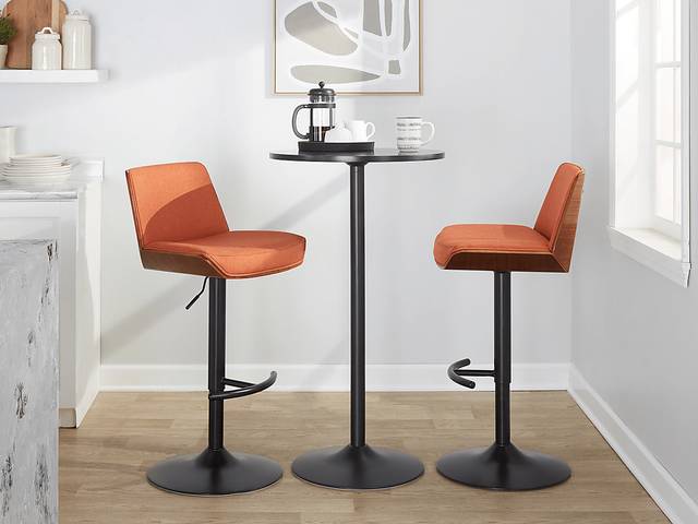 Weymanda IV Orange Adjustable Barstool, Set of 2 - Thumbnail - Image 3