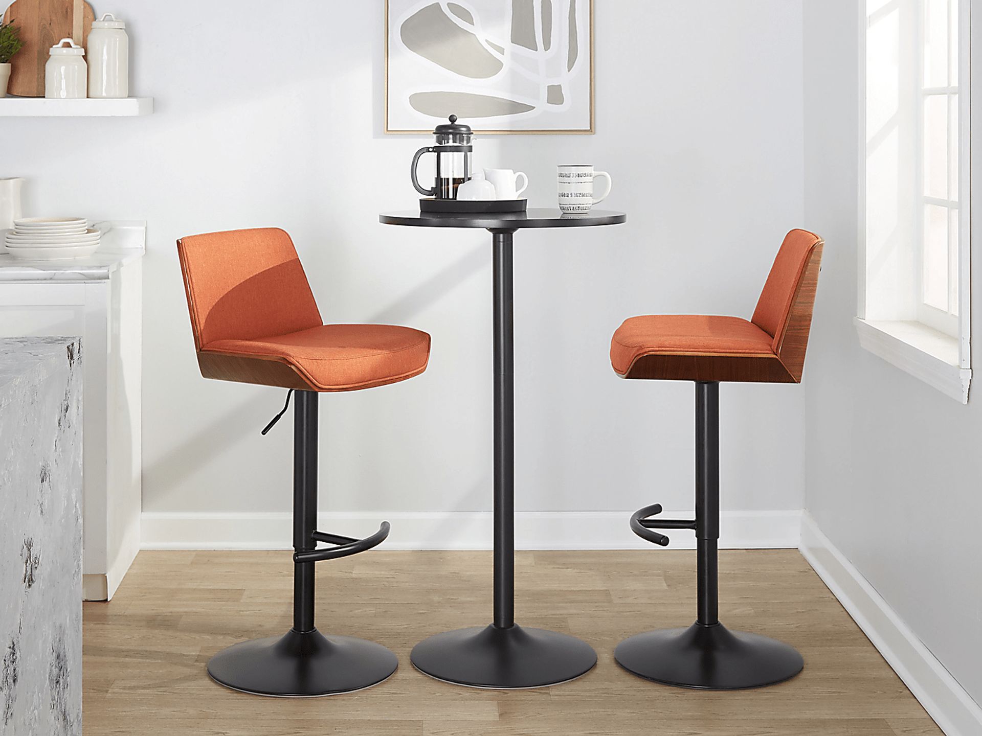 Weymanda IV Orange Adjustable Barstool, Set of 2 - Image 3