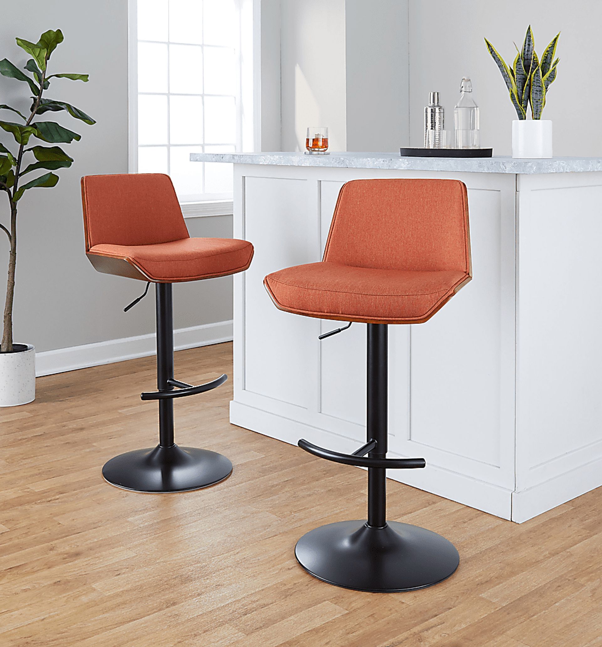 Weymanda IV Orange Adjustable Barstool, Set of 2 - Image 4