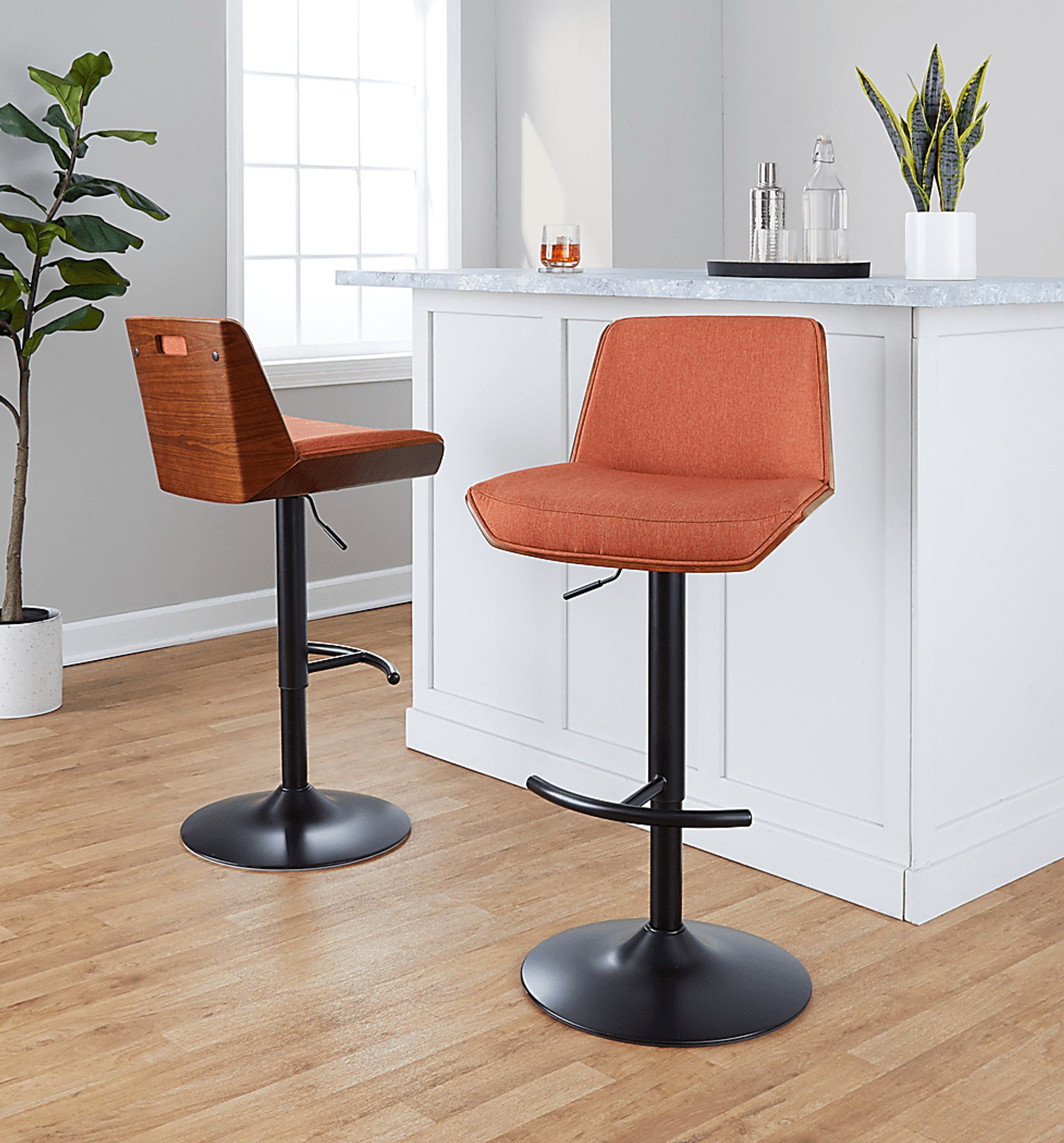 Weymanda IV Orange Adjustable Barstool, Set of 2 - Image 5