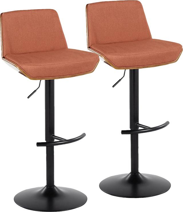 Weymanda IV Orange Adjustable Barstool, Set of 2 - Thumbnail - Image 1