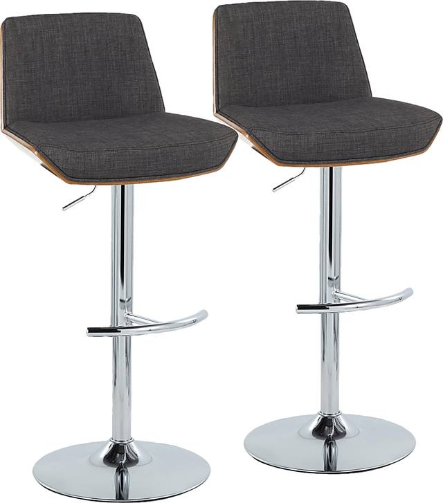 Weymanda V Charcoal Adjustable Barstool, Set of 2 - Thumbnail - Image 1