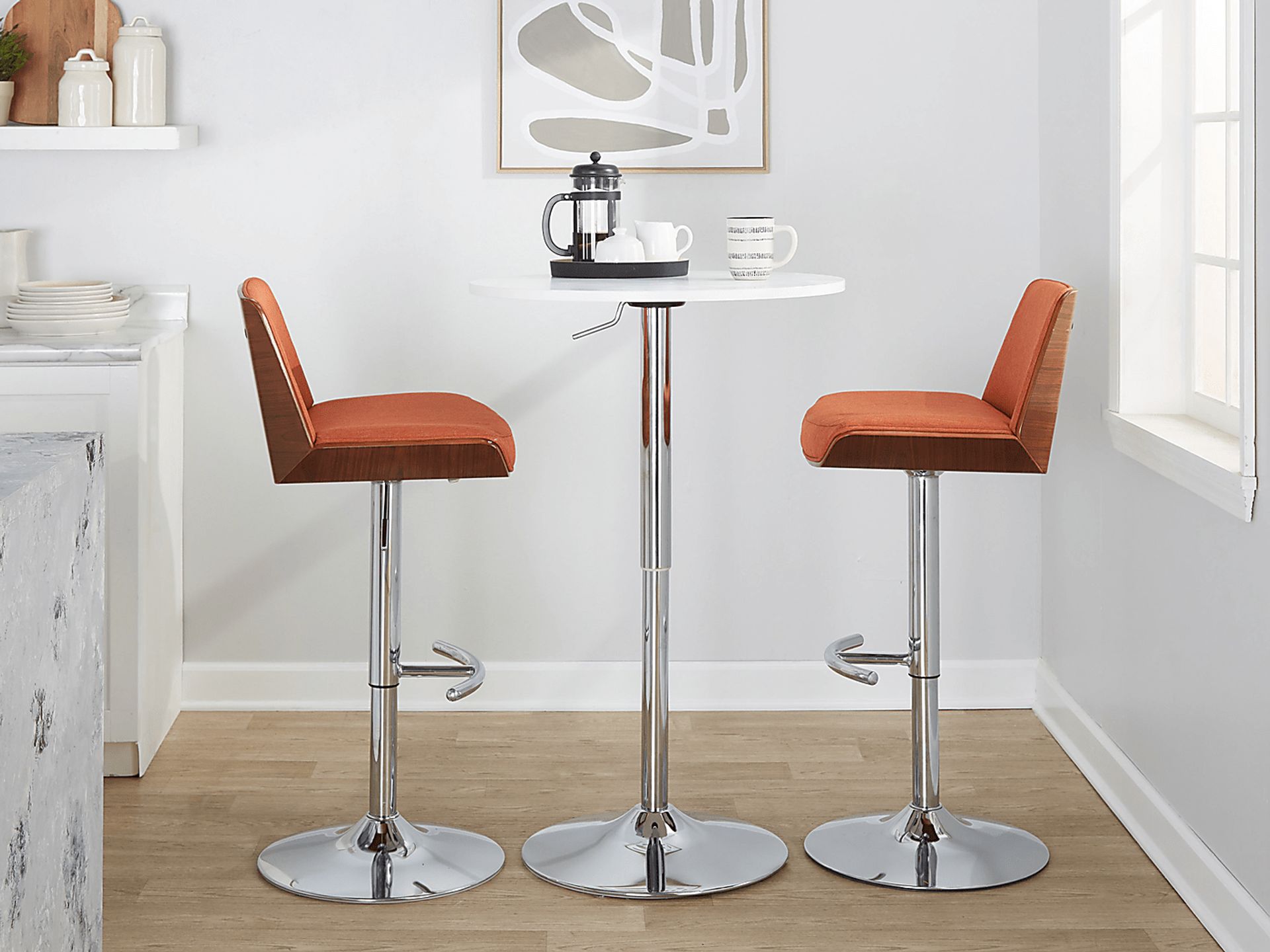 Weymanda V Orange Adjustable Barstool, Set of 2 - Image 2