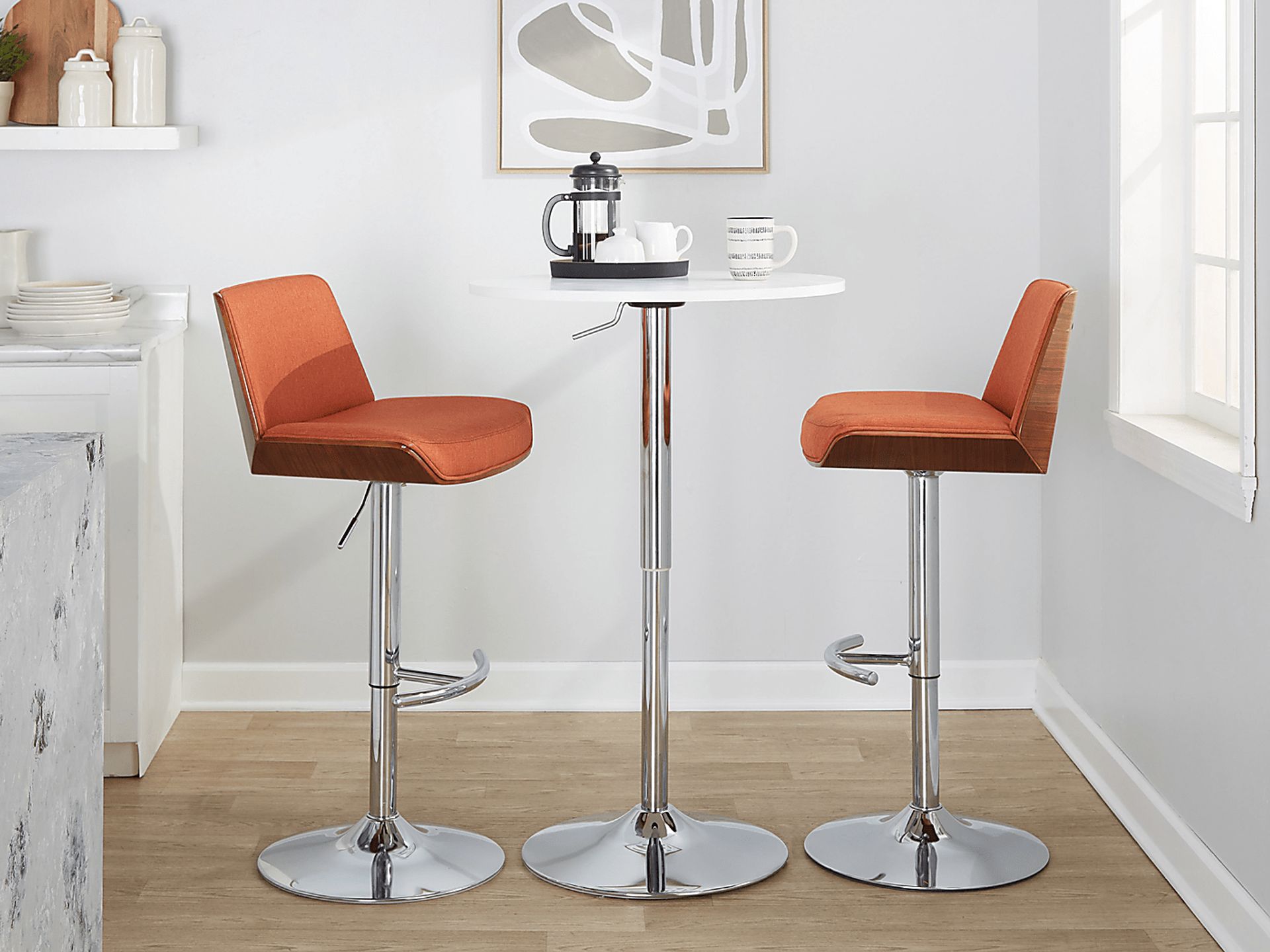 Weymanda V Orange Adjustable Barstool, Set of 2 - Image 3