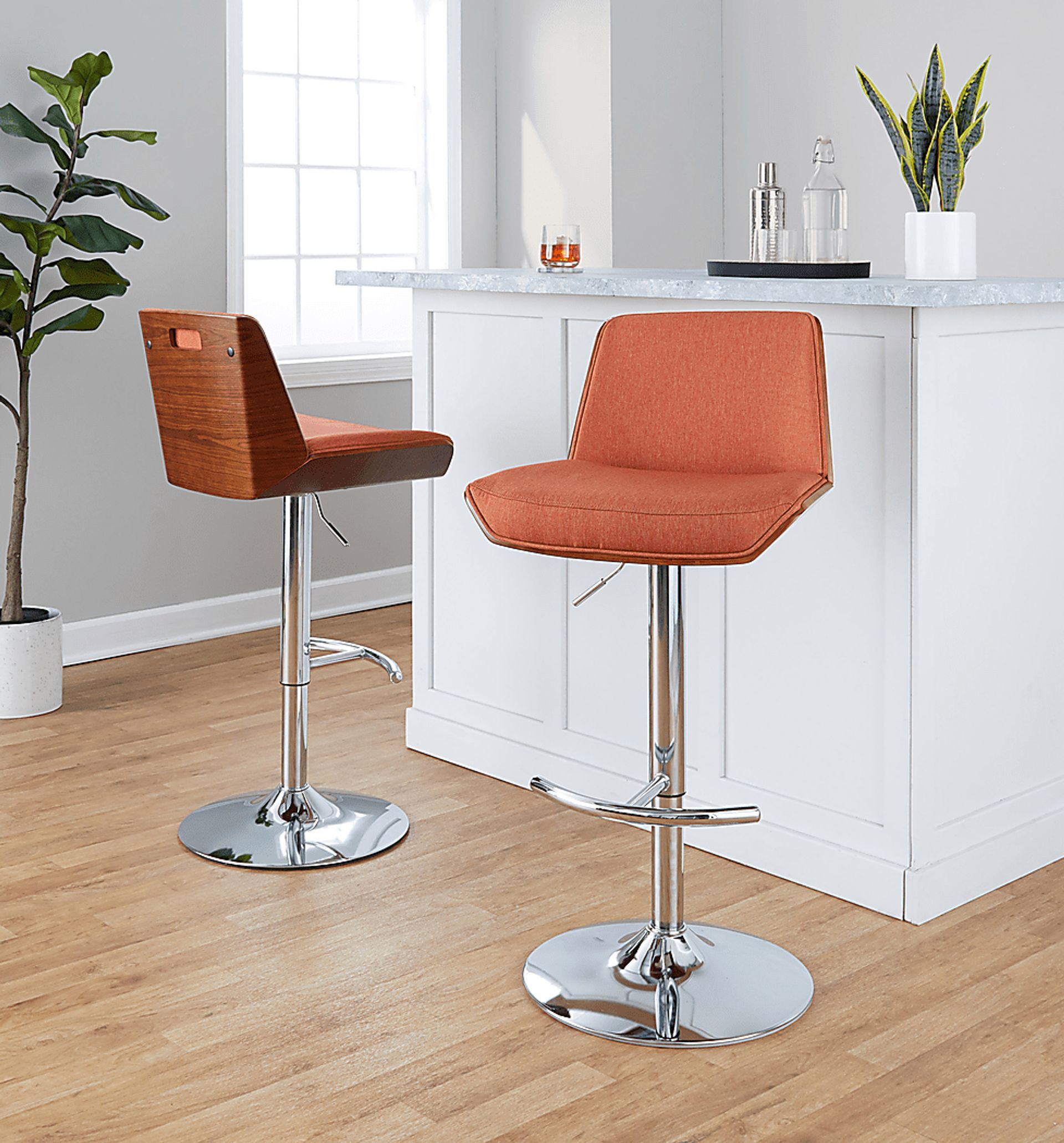 Weymanda V Orange Adjustable Barstool, Set of 2 - Image 5
