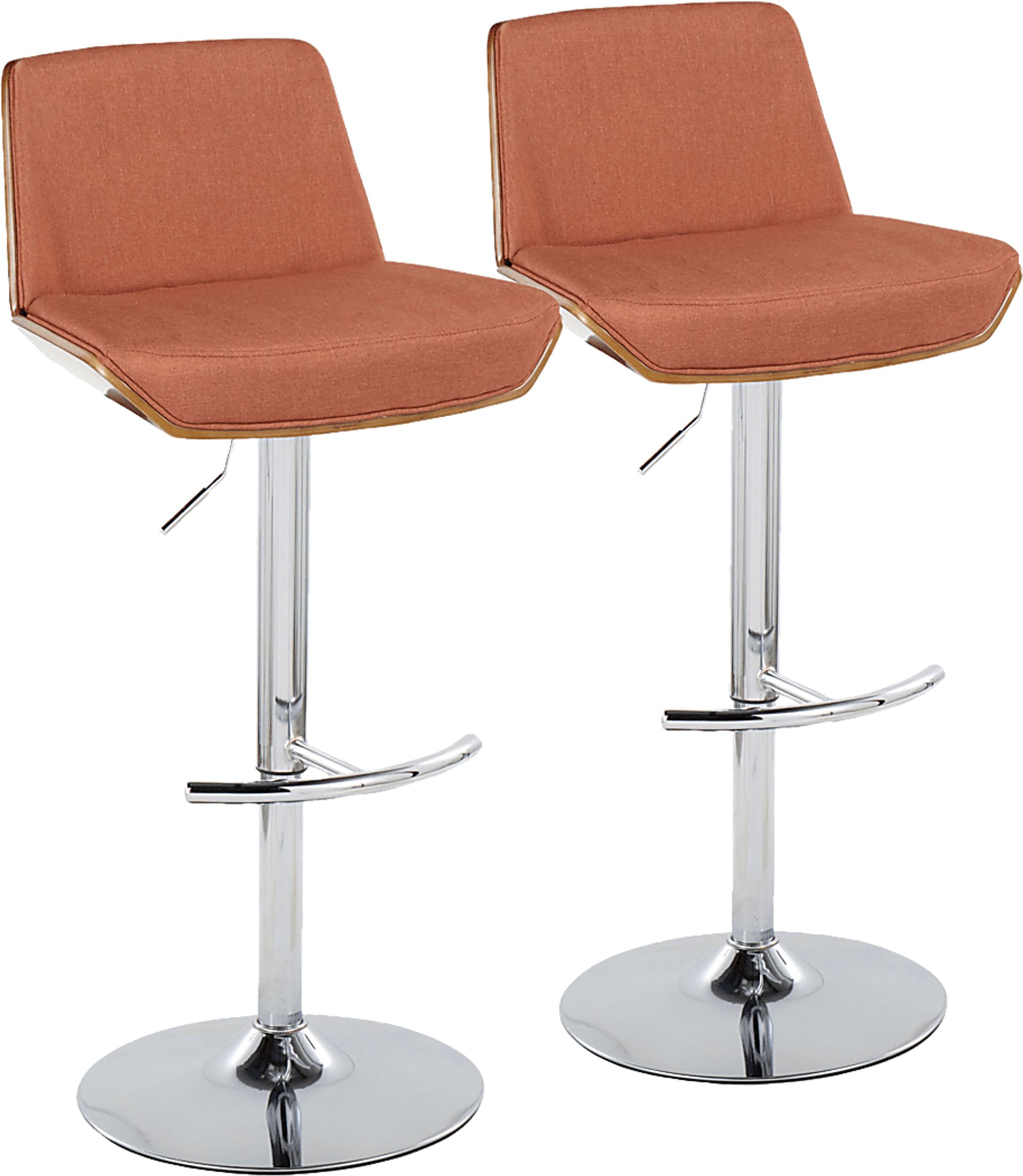 Weymanda V Orange Adjustable Barstool, Set of 2 - Image 1