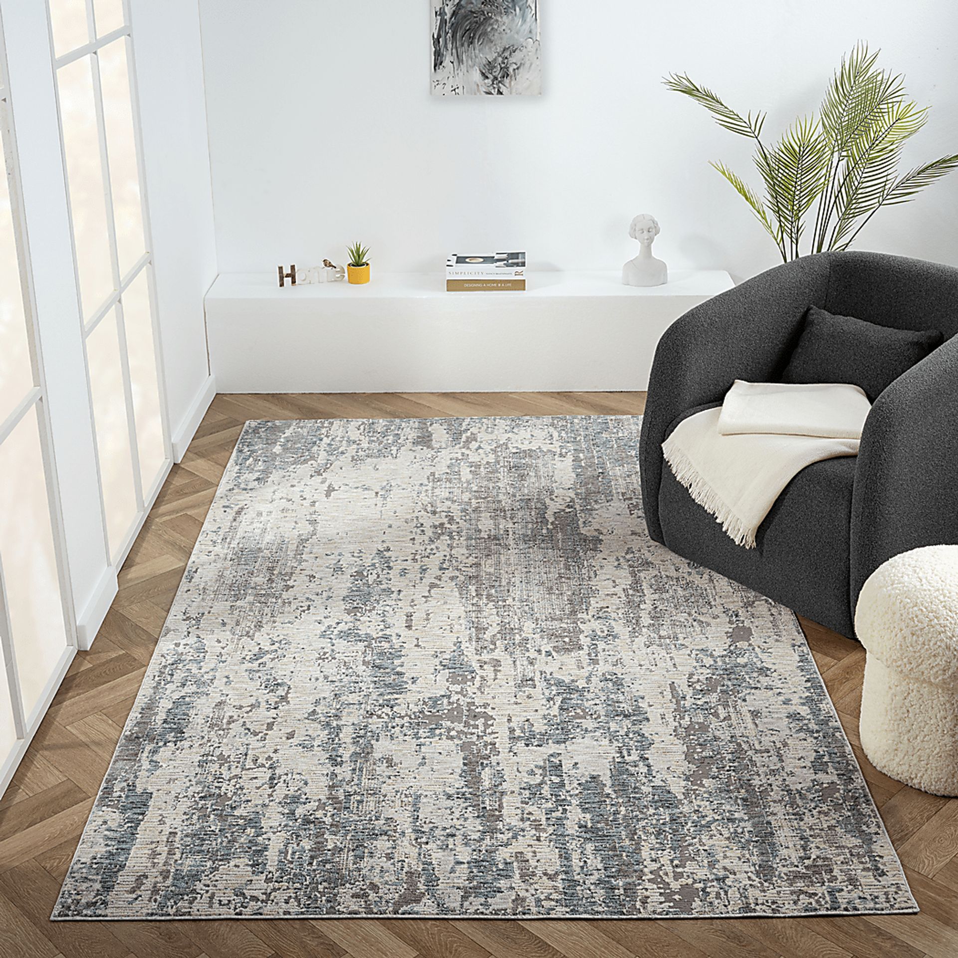 Weyson Gray/Blue 2'6 x 8' Runner Rug - Image 3