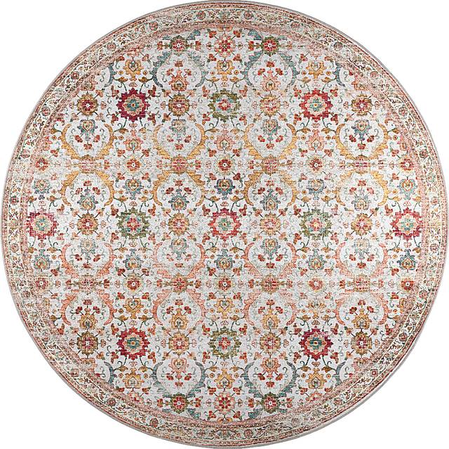 Whirlaw Beige 8' Round Rug - Thumbnail - Image 1